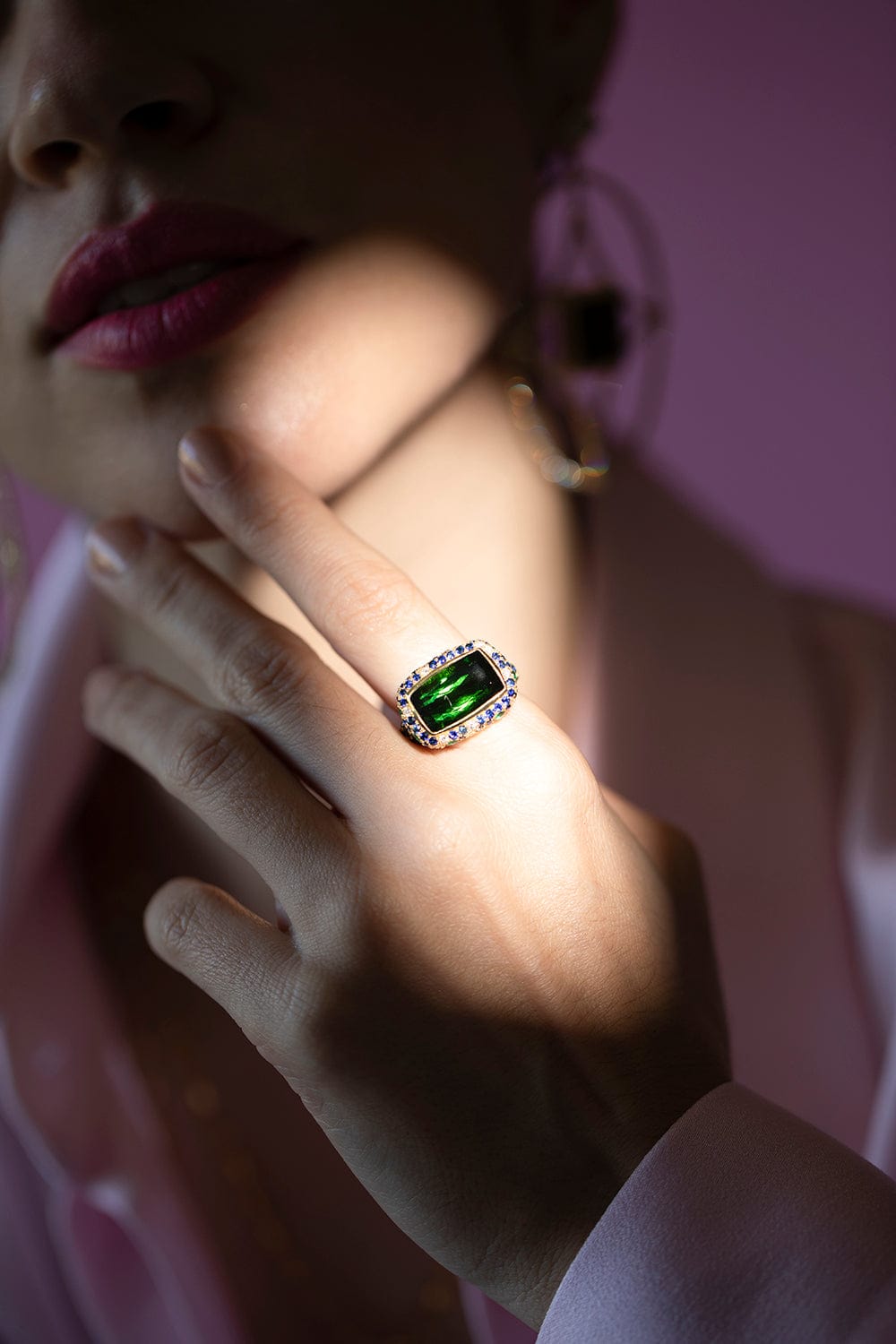 JARED LEHR-Tourmaline and Sapphire Ring-YELLOW GOLD