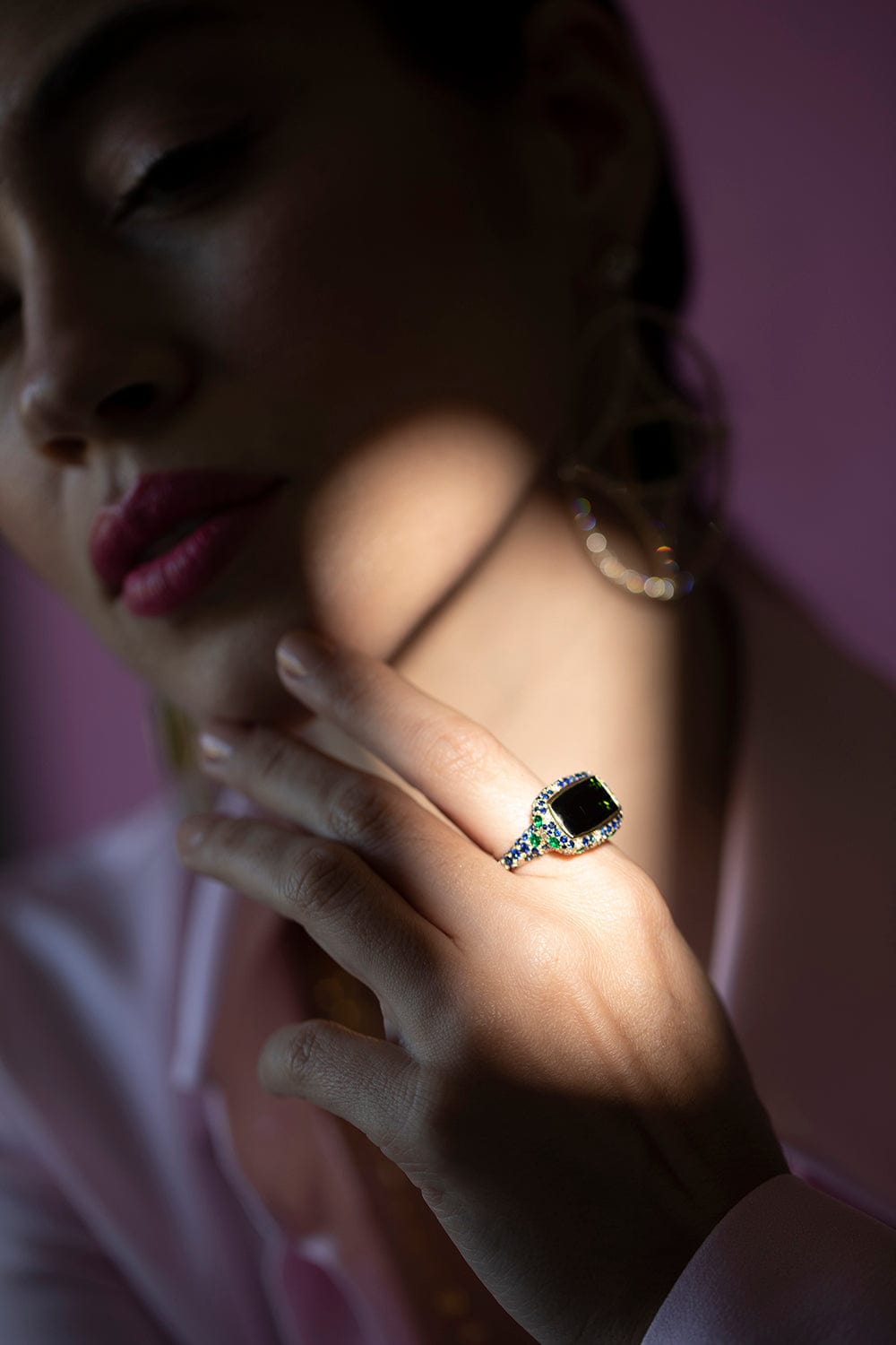 JARED LEHR-Tourmaline and Sapphire Ring-YELLOW GOLD