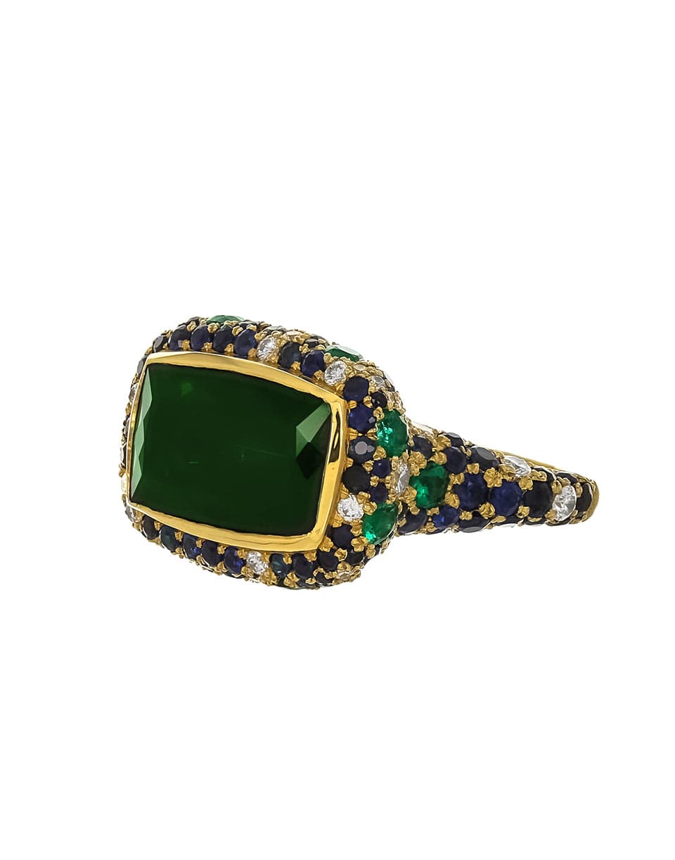 JARED LEHR-Tourmaline and Sapphire Ring-YELLOW GOLD