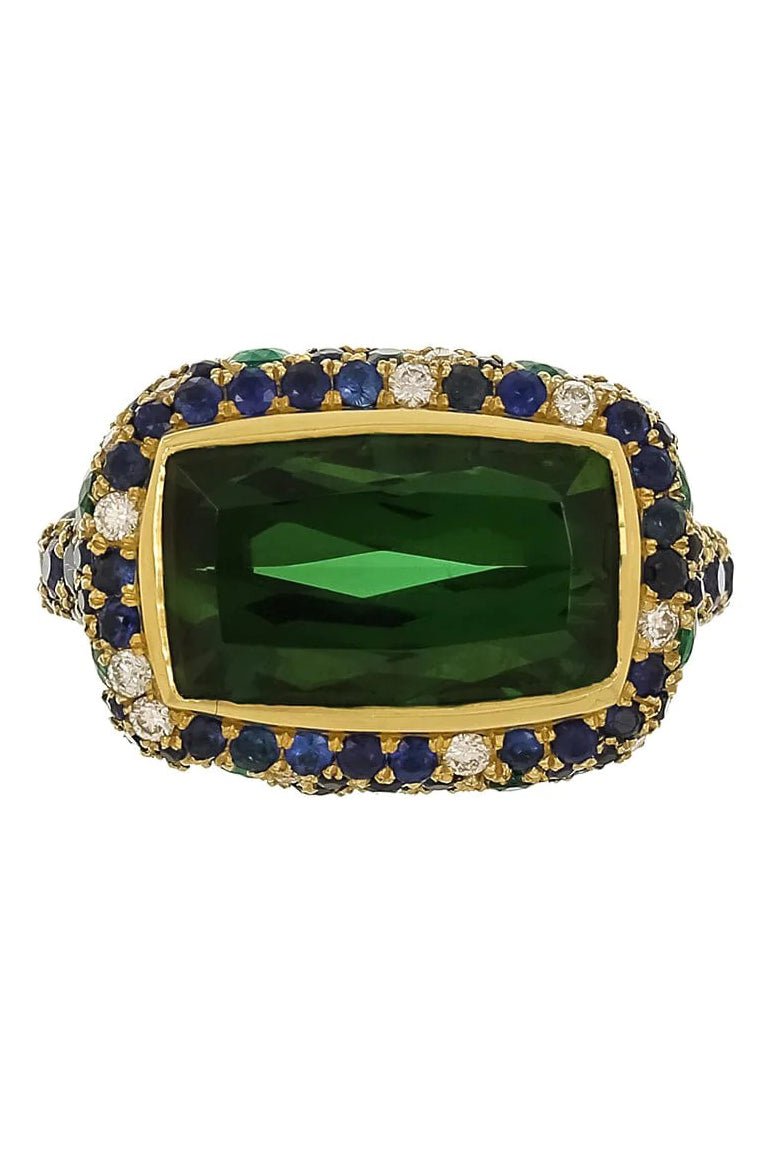 JARED LEHR-Tourmaline and Sapphire Ring-YELLOW GOLD