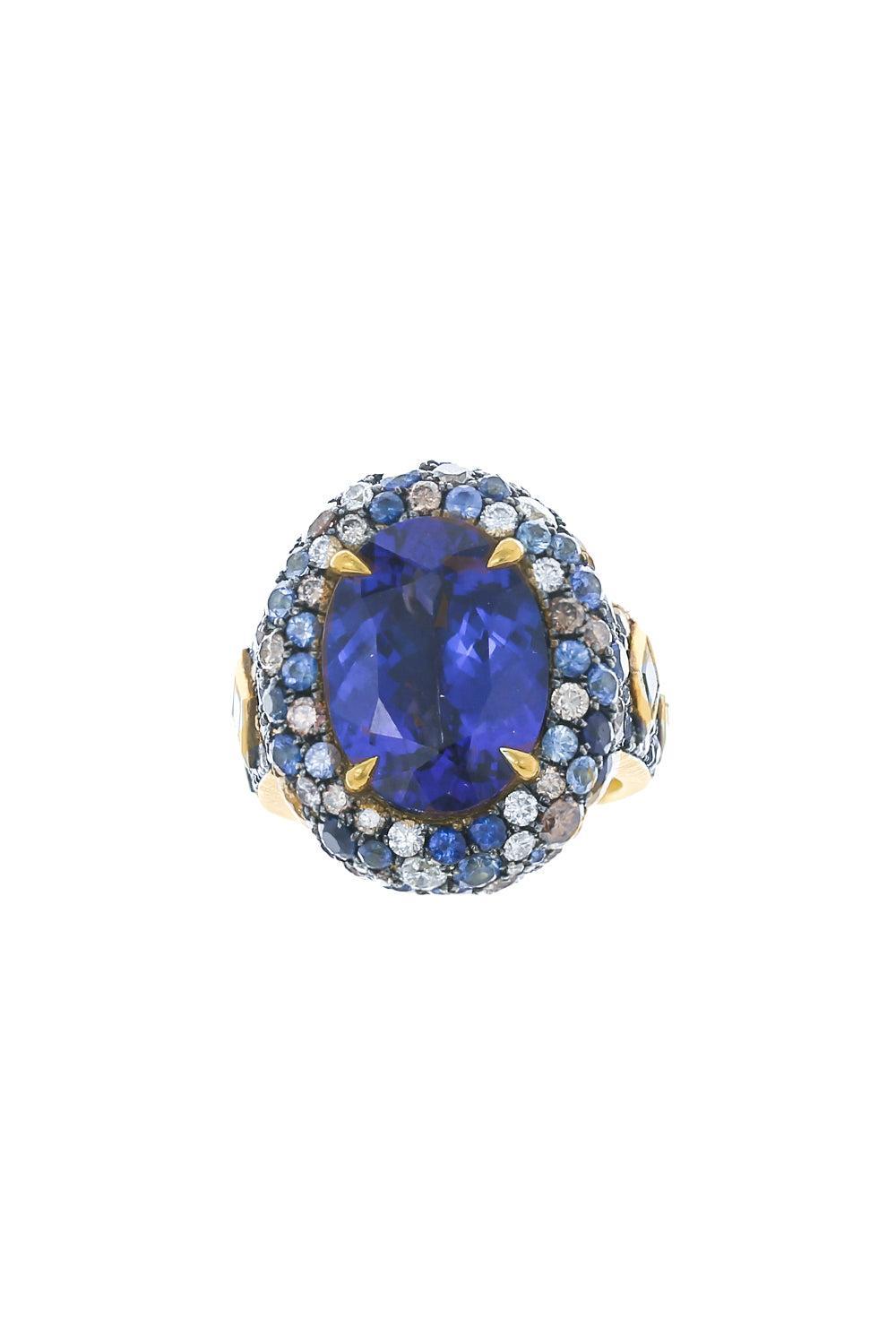 Tanzanite Sapphire Diamond Ring-YELLOW GOLD-7.25-JEWELRYFINE JEWELRING-JARED LEHR