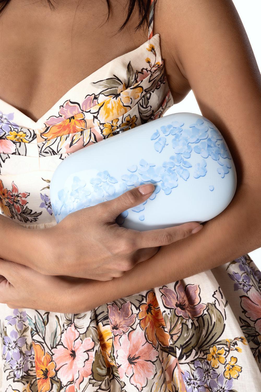 Elina Plus Clutch - Baby Blue Blossom-BABYBLUE-O/S-HANDBAGCLUTCHES-JEFFREY LEVINSON