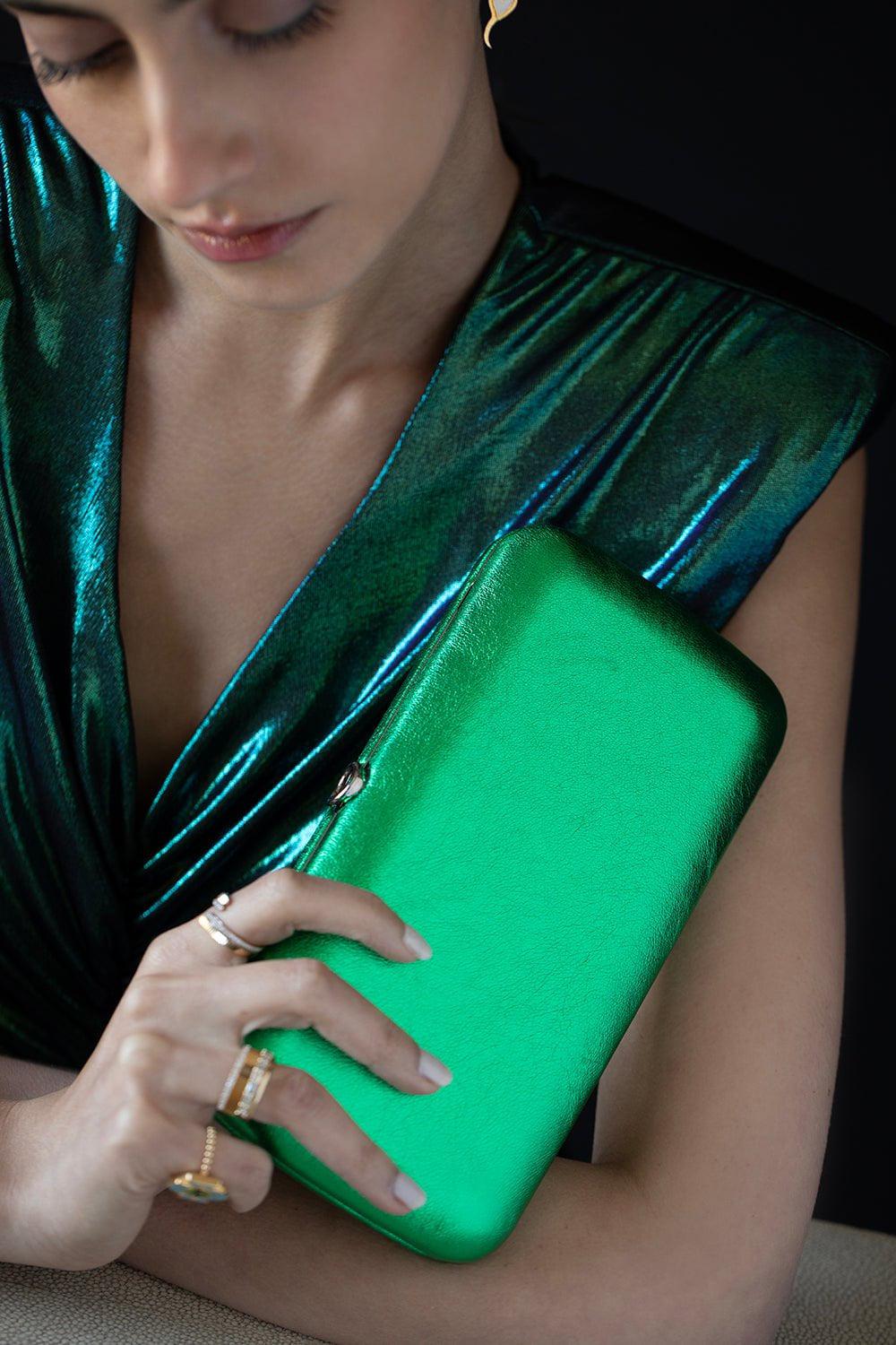 JEFFREY LEVINSON-Finley Clutch - Emerald-EMERALD