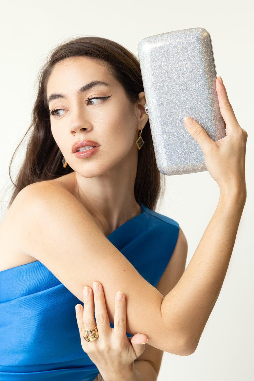 JEFFREY LEVINSON-Finley Clutch - Silver Rainbow Stardust-SLRNBWST