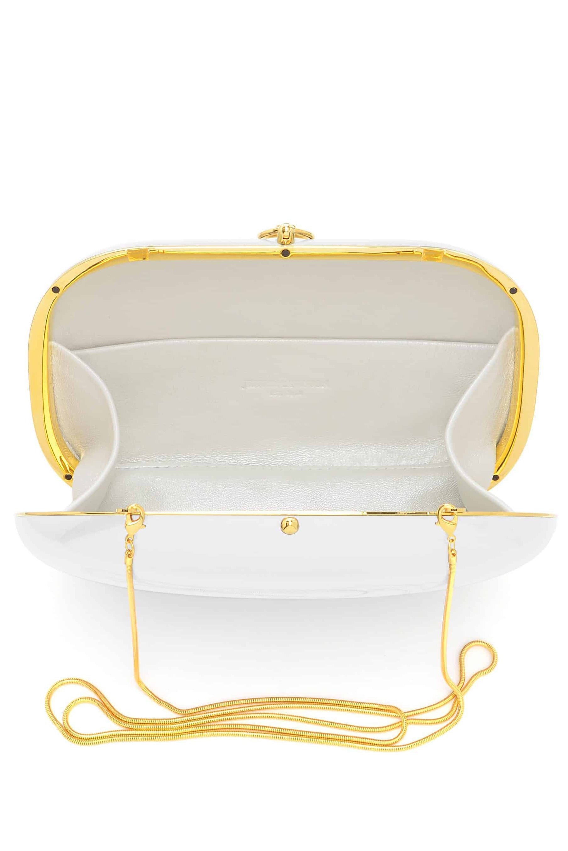 JEFFREY LEVINSON-Elina Plus Clutch - Pearl White-WHT/GLD
