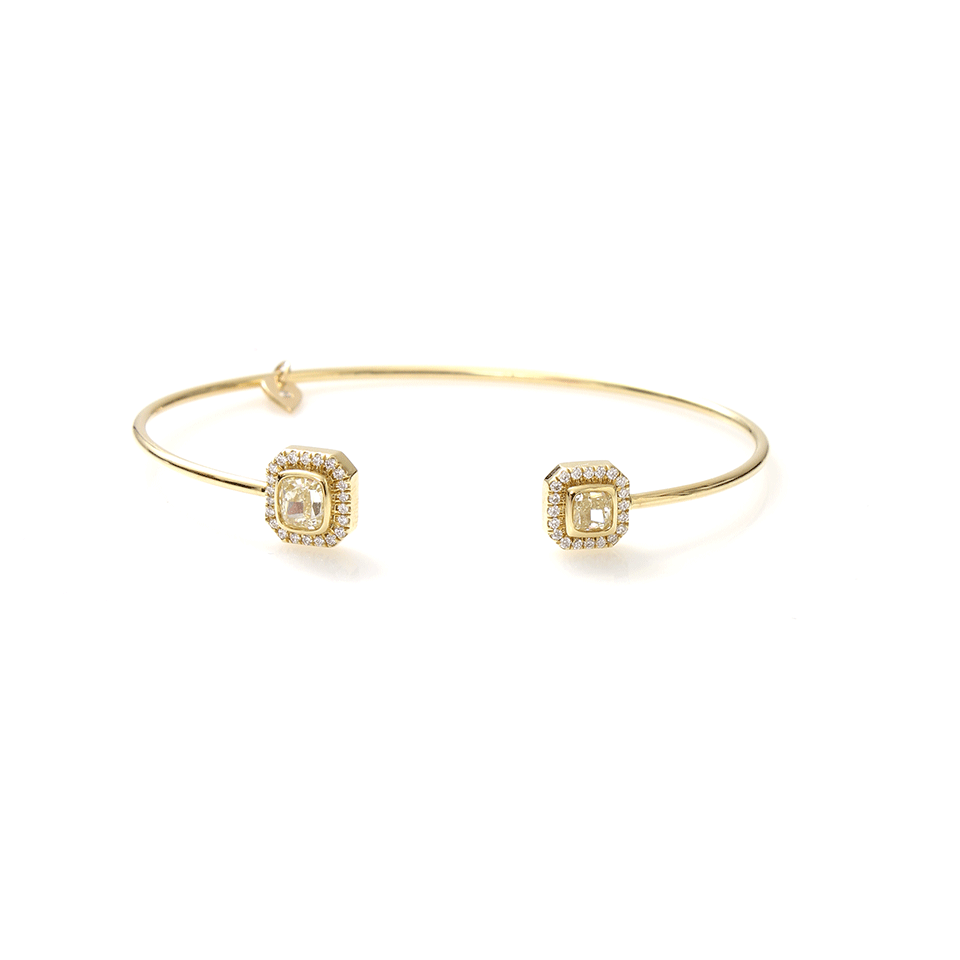 JEMMA WYNNE-Bezel Set Cushion Canary Diamonds Bangle-YELLOW GOLD
