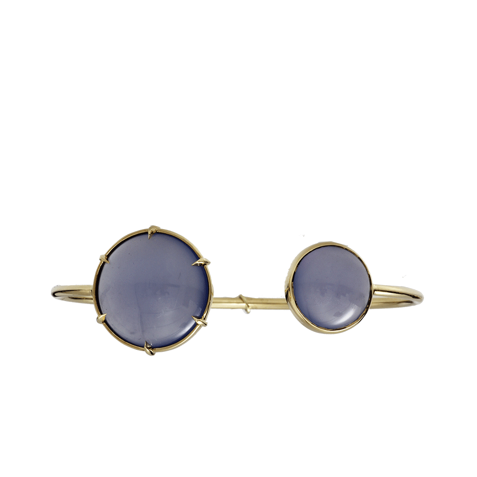 JEMMA WYNNE-Blue Chalcedony Cabochon Bangle-YELLOW GOLD