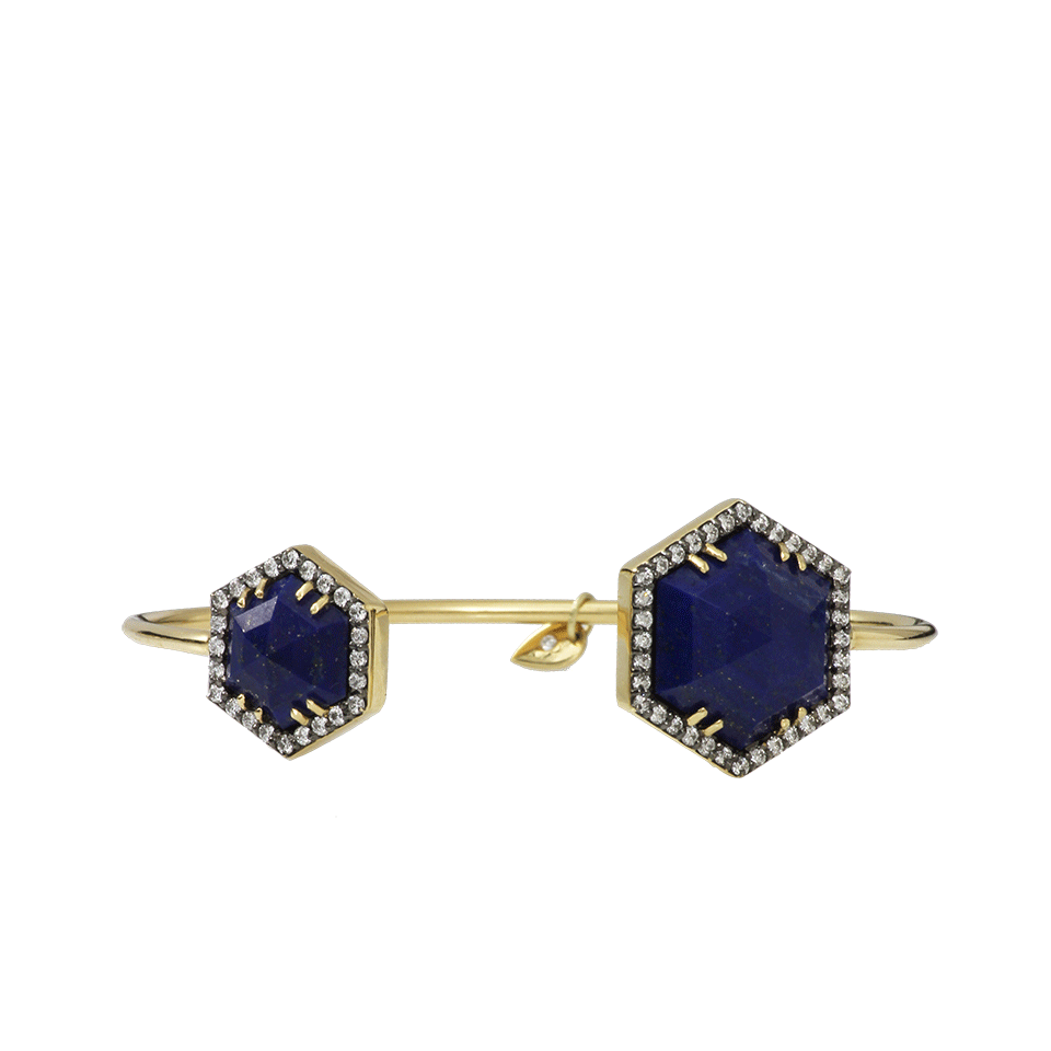 JEMMA WYNNE-Hexagon Lapis Bangle-YELLOW GOLD