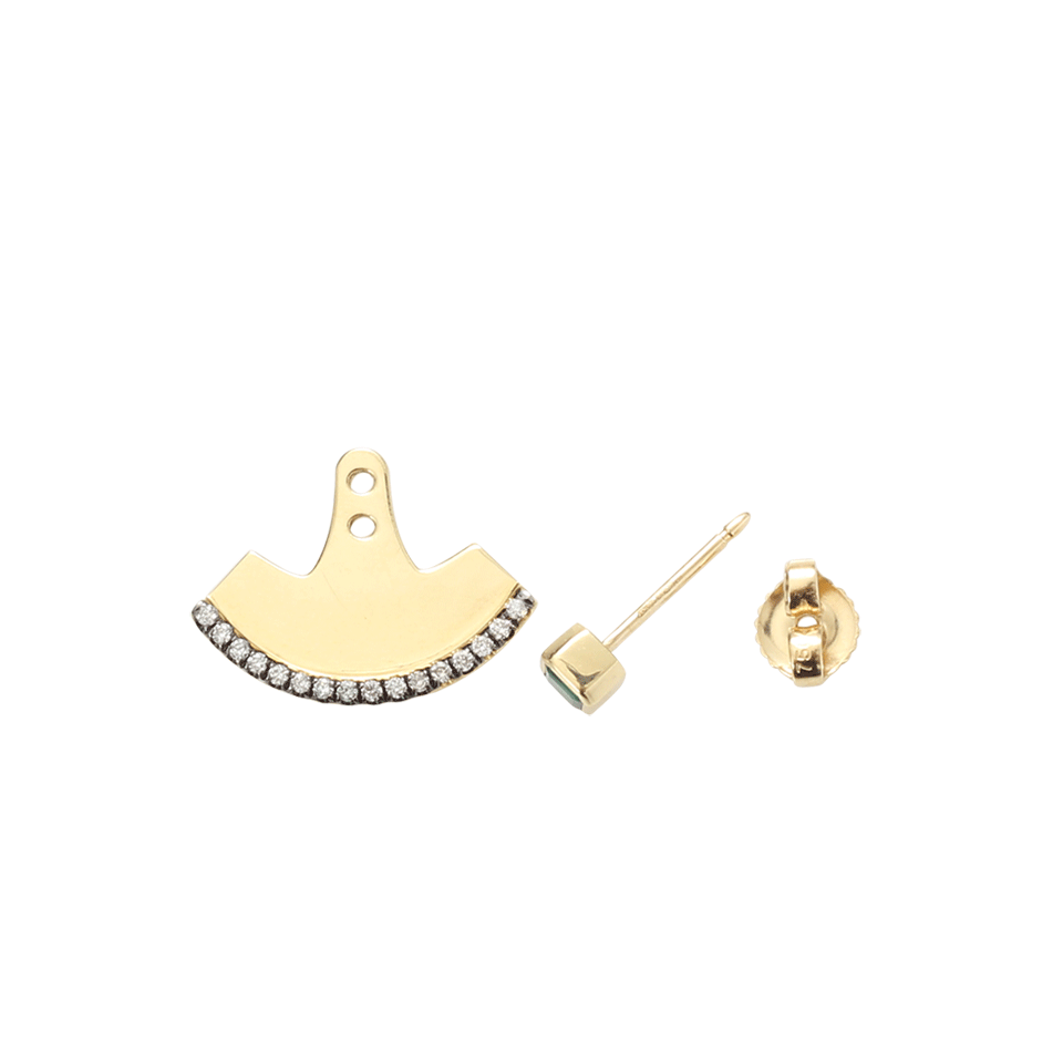 JEMMA WYNNE-Emerald Bezel Studs-YELLOW GOLD
