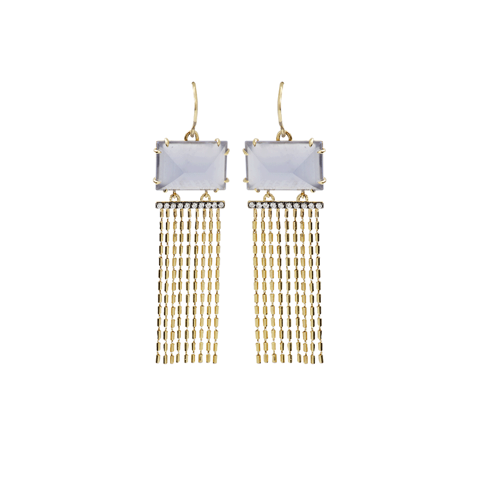 JEMMA WYNNE-Fringe Earrings With Blue Chalcedony-YELLOW GOLD