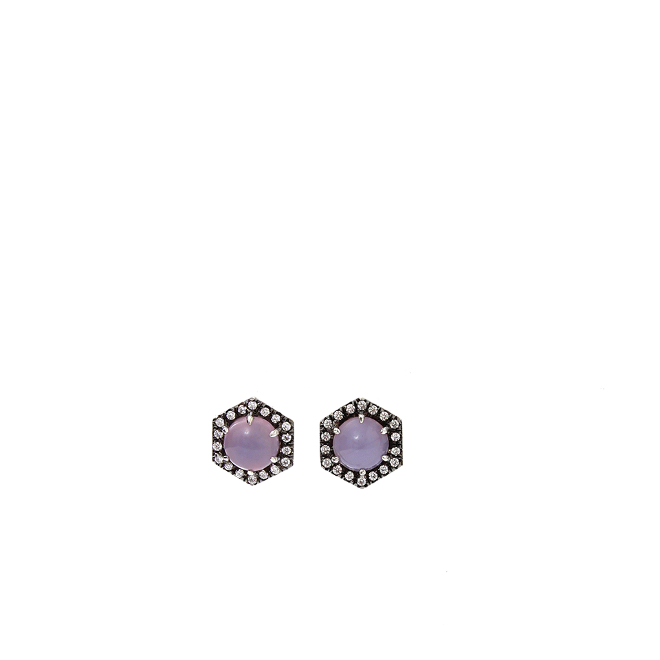 JEMMA WYNNE-Holly Blue Chalcedony Stud Earrings-YELLOW GOLD