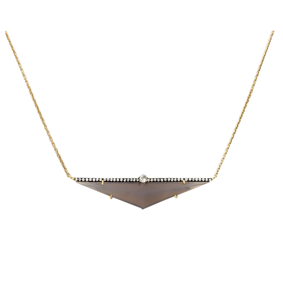 JEMMA WYNNE-Grey Chalcedony Triangle Necklace-YELLOW GOLD