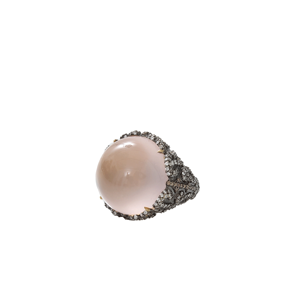 JEMMA WYNNE-Cabochon Rose Quartz Ring-YELLOW GOLD