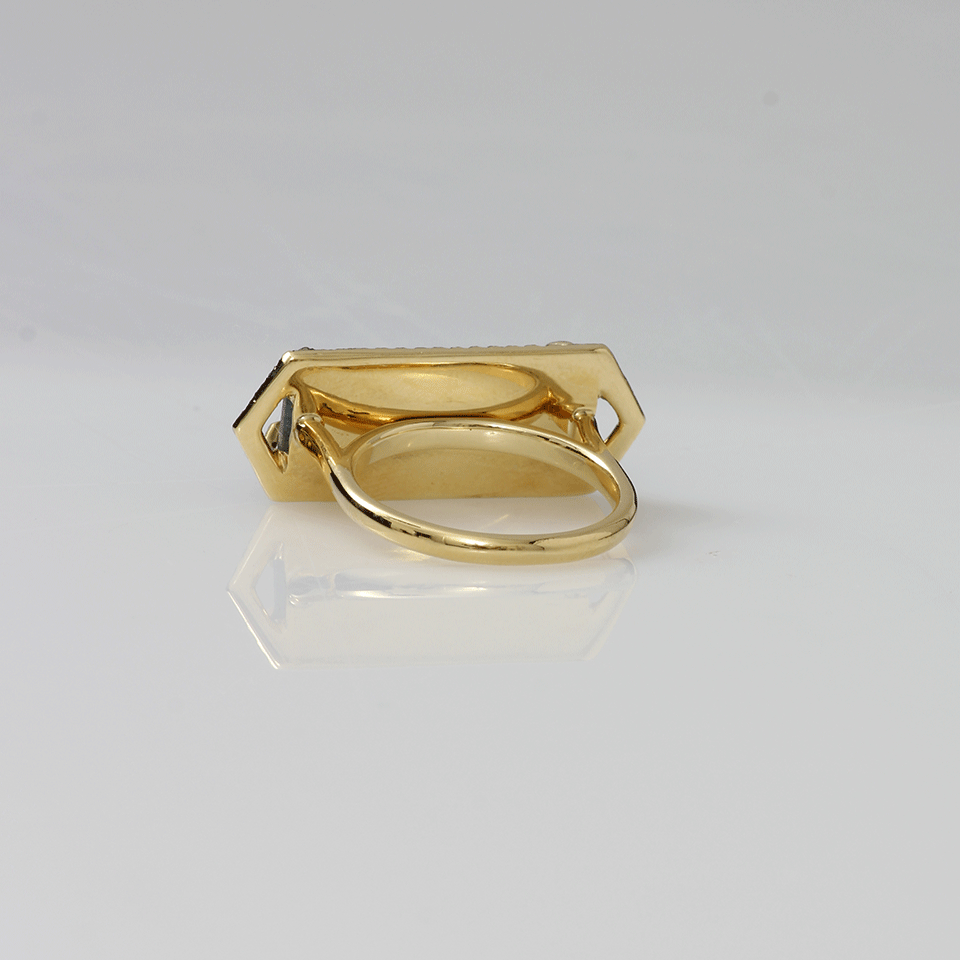JEMMA WYNNE-Bar Ring With Emerald Cut Labradorite-YELLOW GOLD