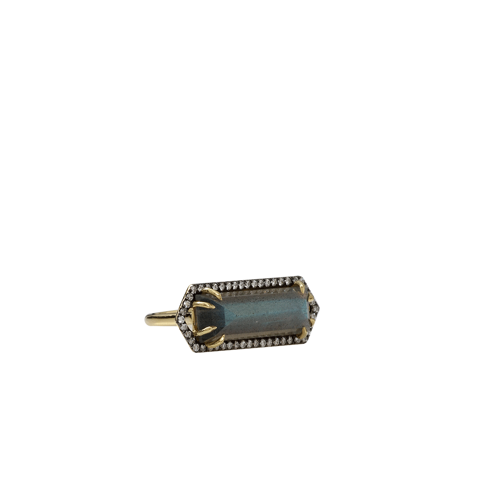 JEMMA WYNNE-Bar Ring With Emerald Cut Labradorite-YELLOW GOLD