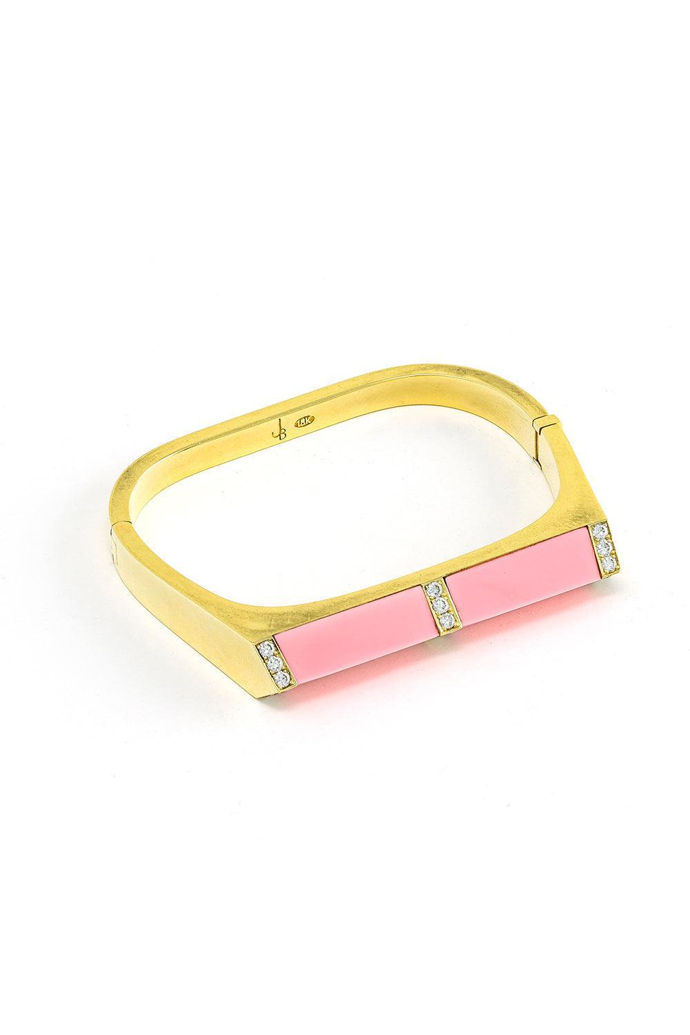 Coral Diamond Pyramid Bangle-YELLOW GOLD-JEWELRYFINE JEWELBRACELET O-JENNA BLAKE