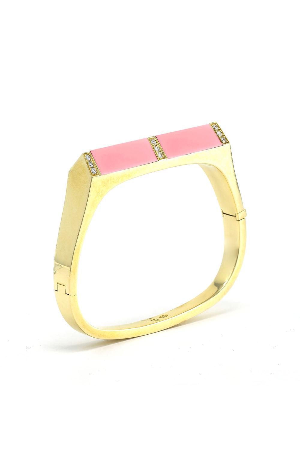 Coral Diamond Pyramid Bangle-YELLOW GOLD-JEWELRYFINE JEWELBRACELET O-JENNA BLAKE