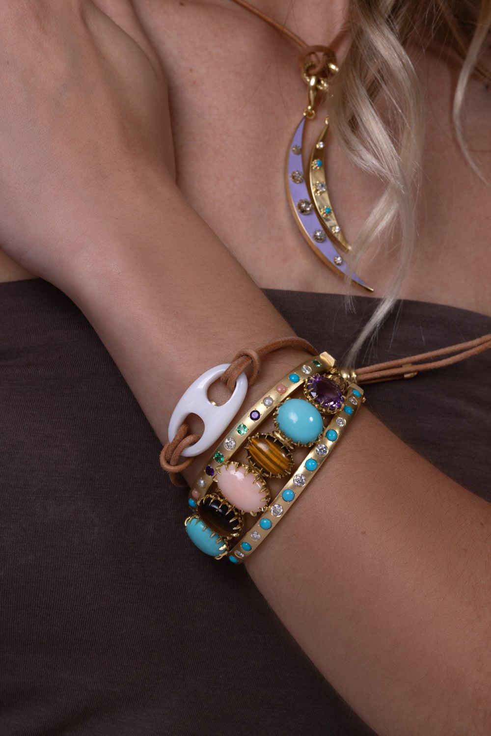 JENNA BLAKE-Turquoise Diamond Gypsy Bangle-