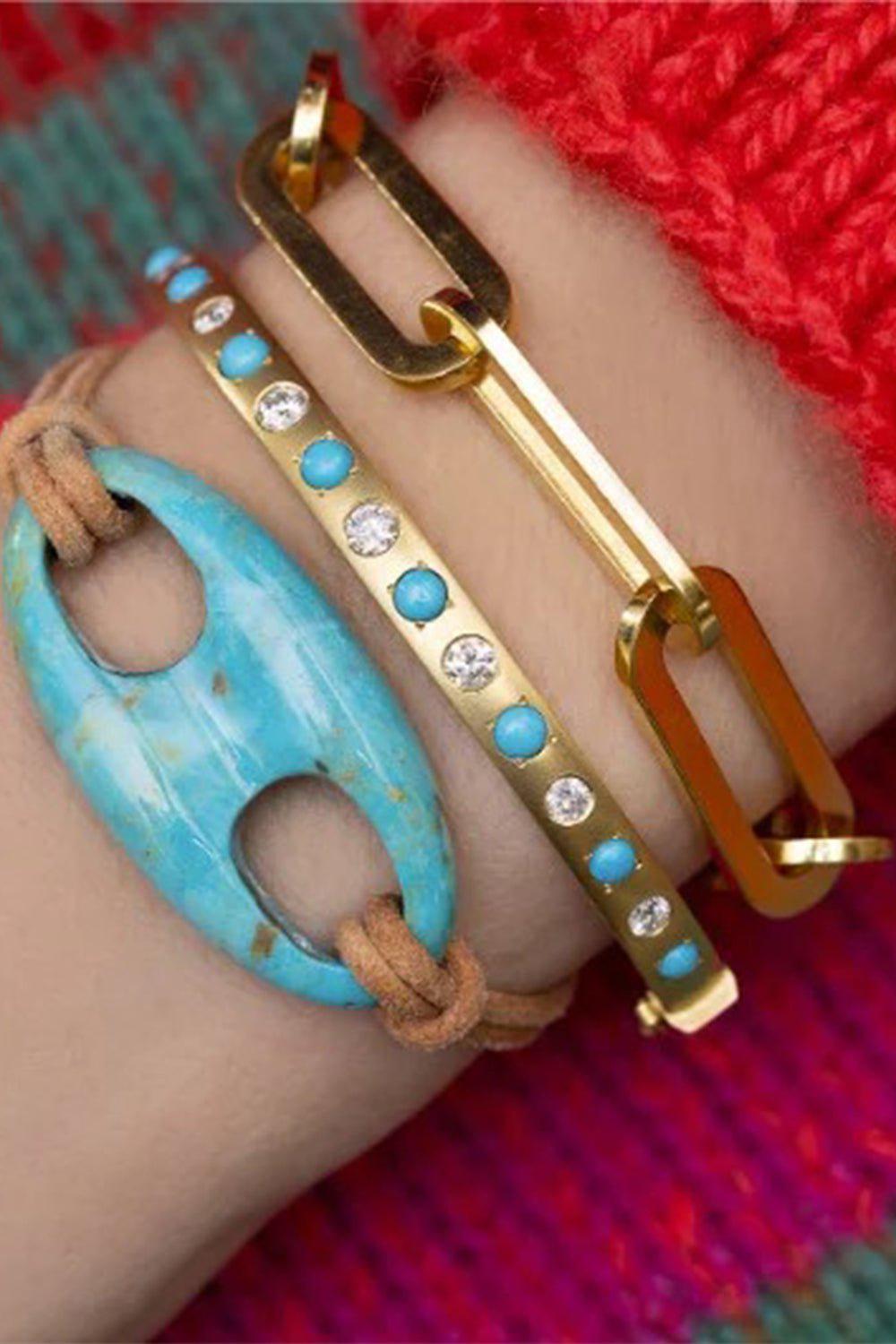 JENNA BLAKE-Turquoise Diamond Gypsy Bangle-