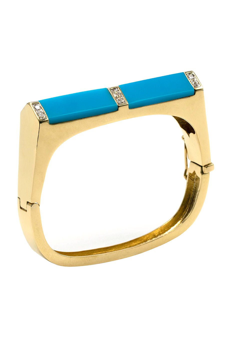 JENNA BLAKE-Pyramid Bracelet - Turquoise-YELLOW GOLD