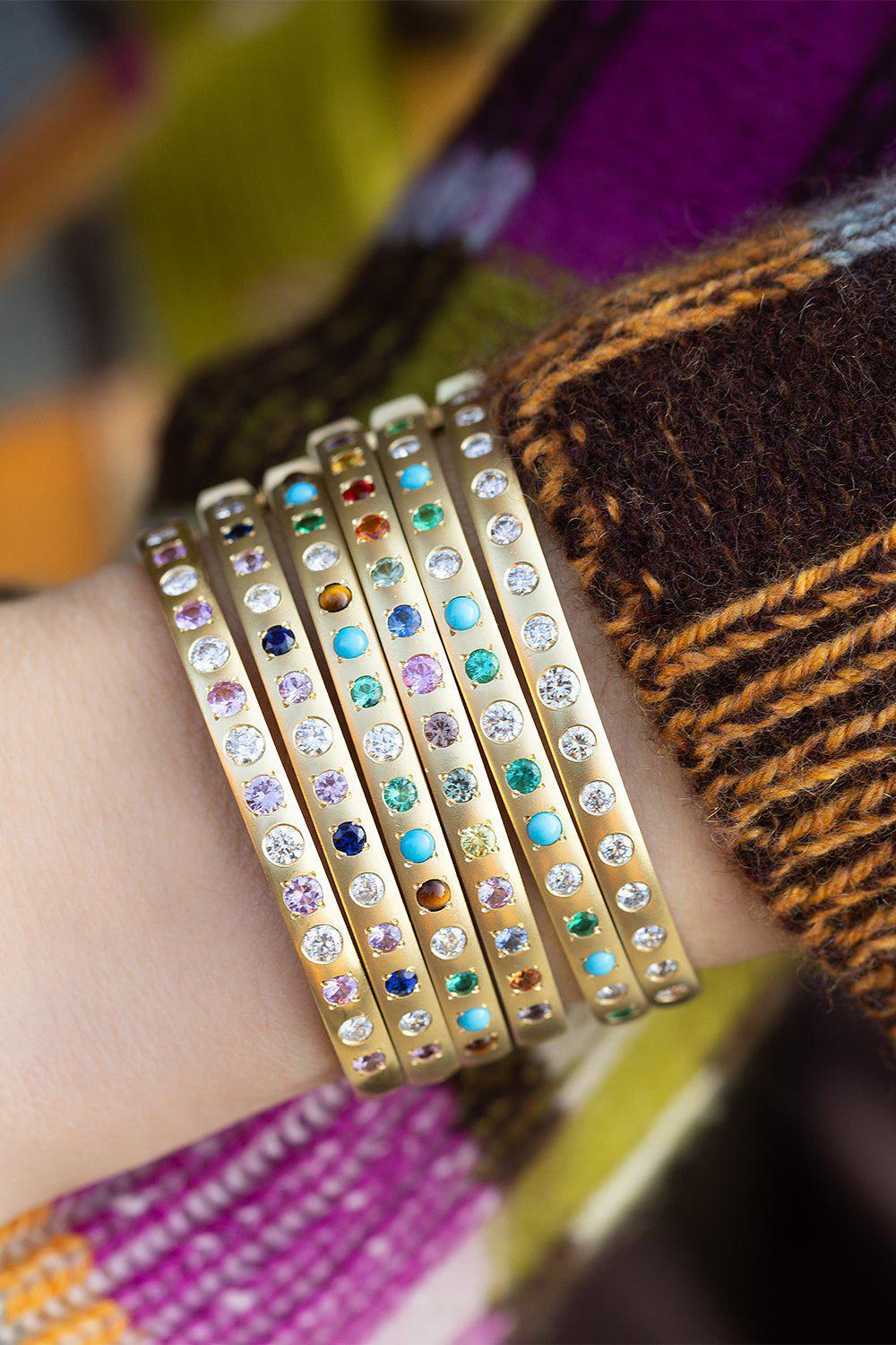 JENNA BLAKE-Ruby Gypsy Bangle Bracelet-YELLOW GOLD