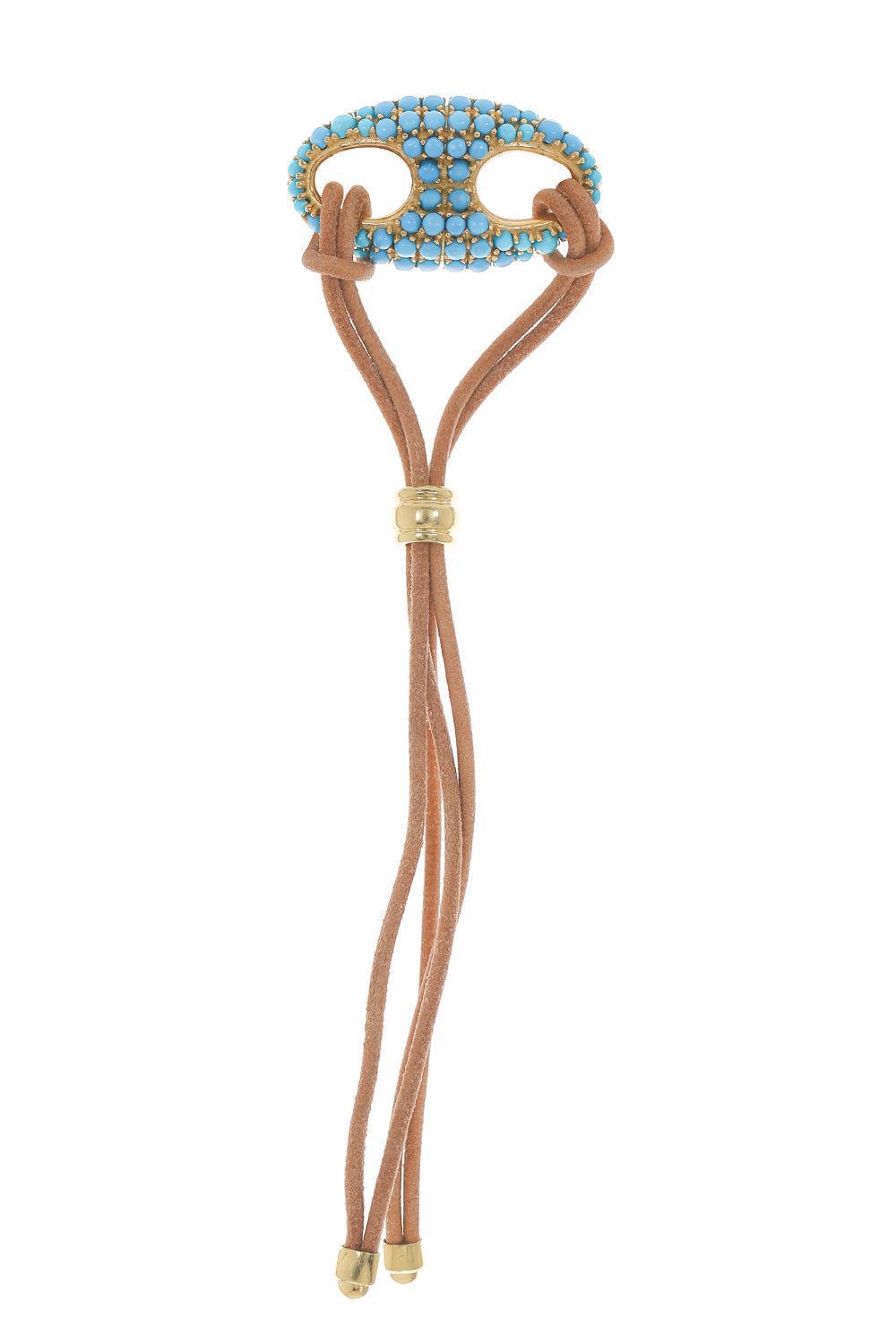 Small Pave Turquoise Nautical Link Bracelet-YELLOW GOLD-JEWELRYFINE JEWELBRACELET O-JENNA BLAKE