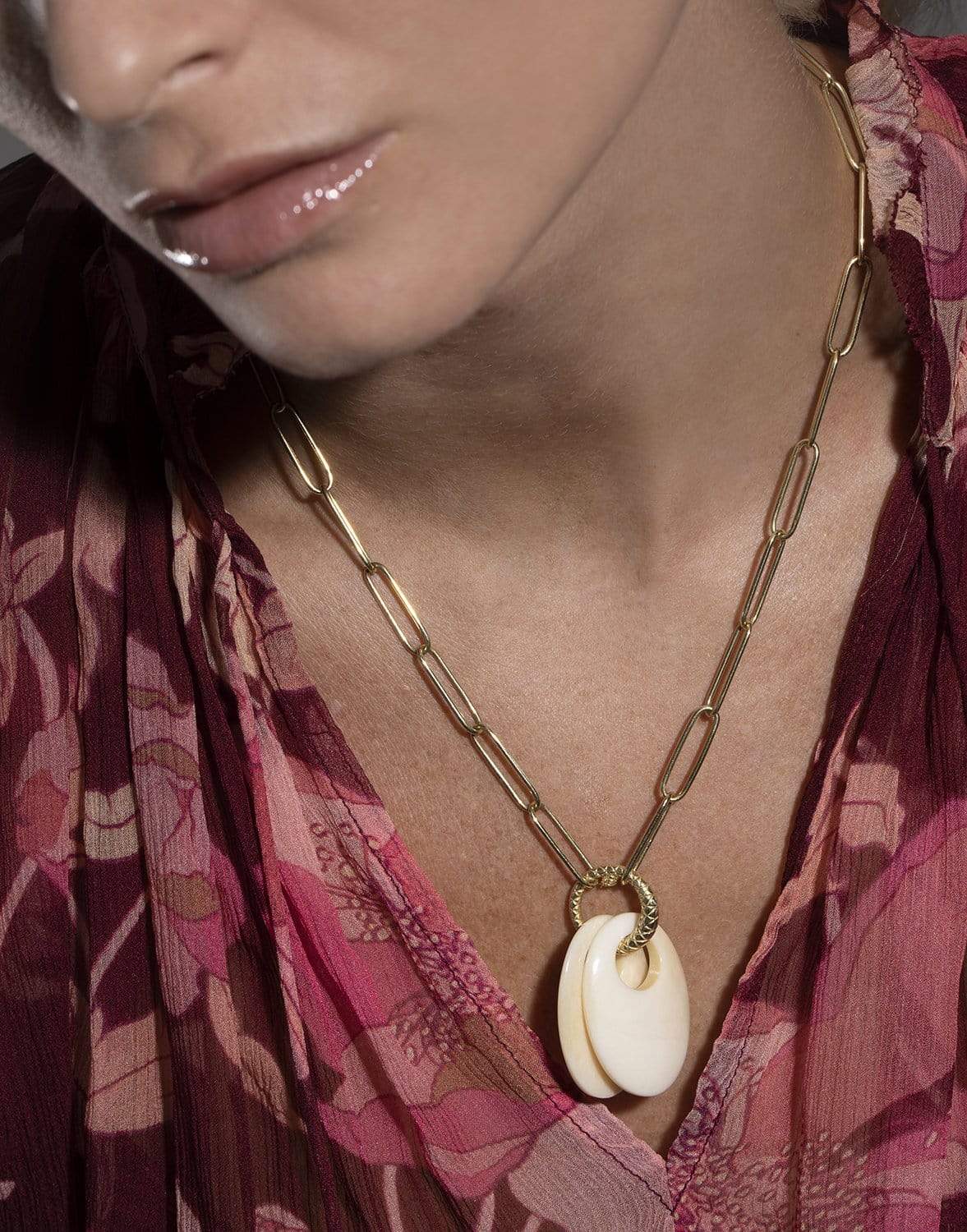 JENNA BLAKE-Cream Stone Hoops-