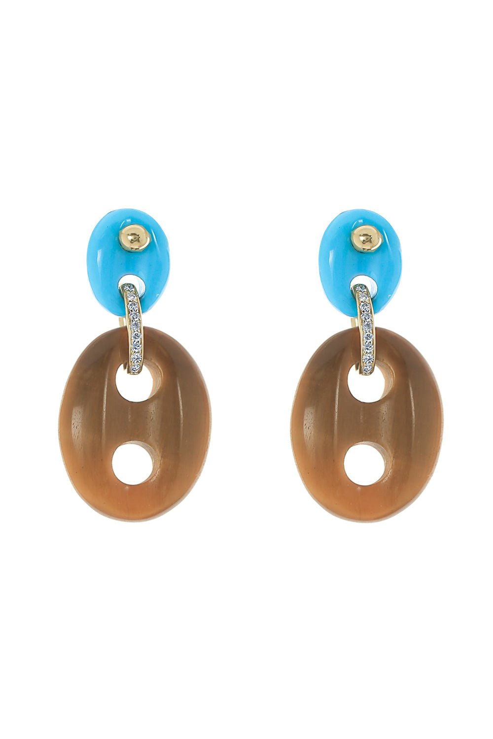 Brown Stone Mariner Link Earrings