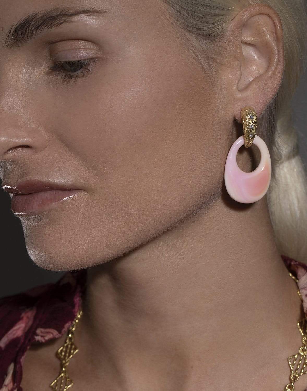 JENNA BLAKE-Detachable Coral Hoops-YELLOW GOLD