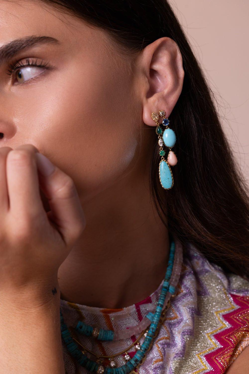 JENNA BLAKE-Diamond Coral Drop Earrings-YELLOW GOLD