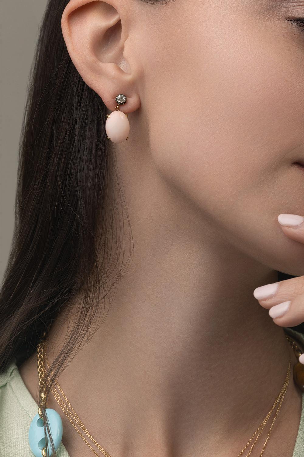 Diamond Coral Drop Earrings-YELLOW GOLD-JEWELRYFINE JEWELEARRING-JENNA BLAKE