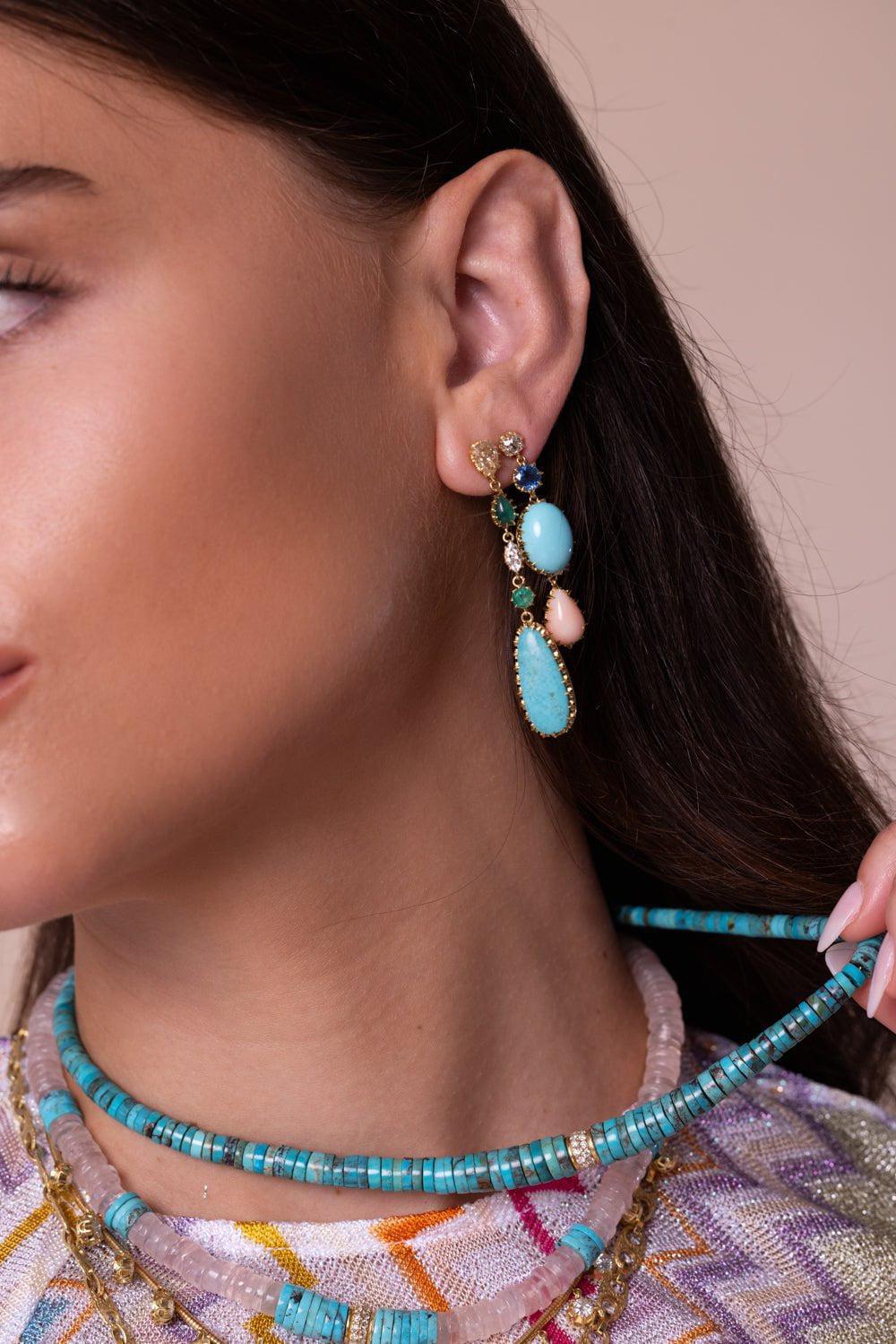 JENNA BLAKE-Diamond Coral Drop Earrings-YELLOW GOLD