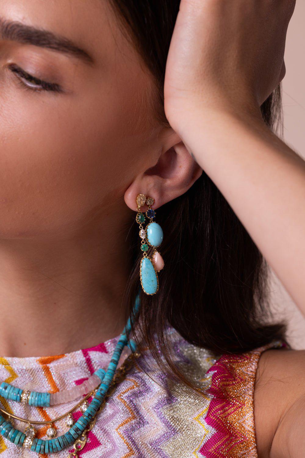 JENNA BLAKE-Diamond Coral Drop Earrings-YELLOW GOLD