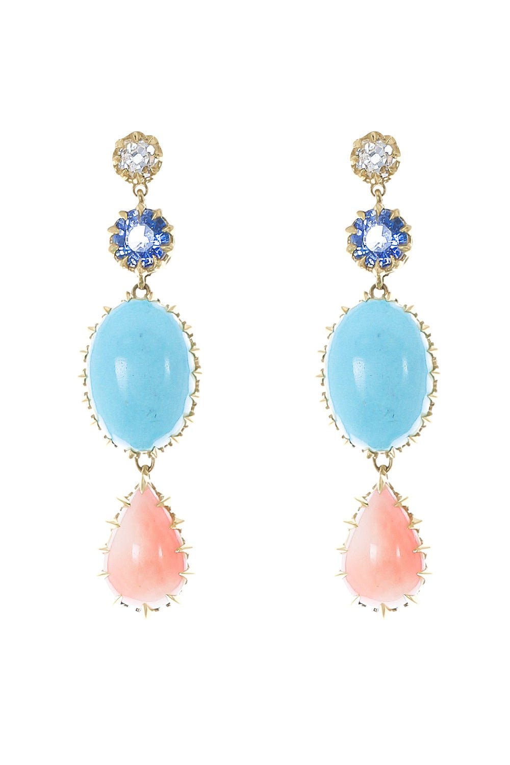 JENNA BLAKE-Diamond Coral Drop Earrings-YELLOW GOLD
