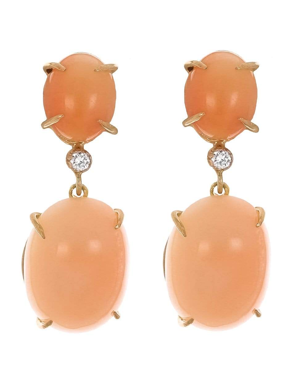 JENNA BLAKE-Double Coral Drop Earrings-YELLOW GOLD