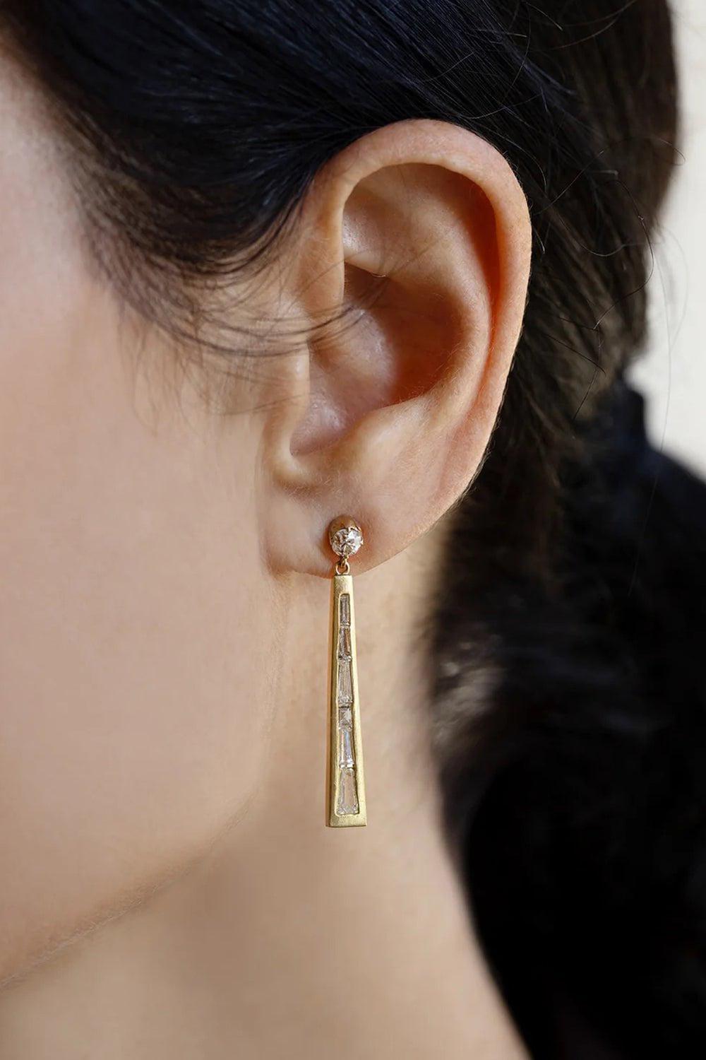 JENNA BLAKE-Eiffel Tower Earrings-YELLOW GOLD