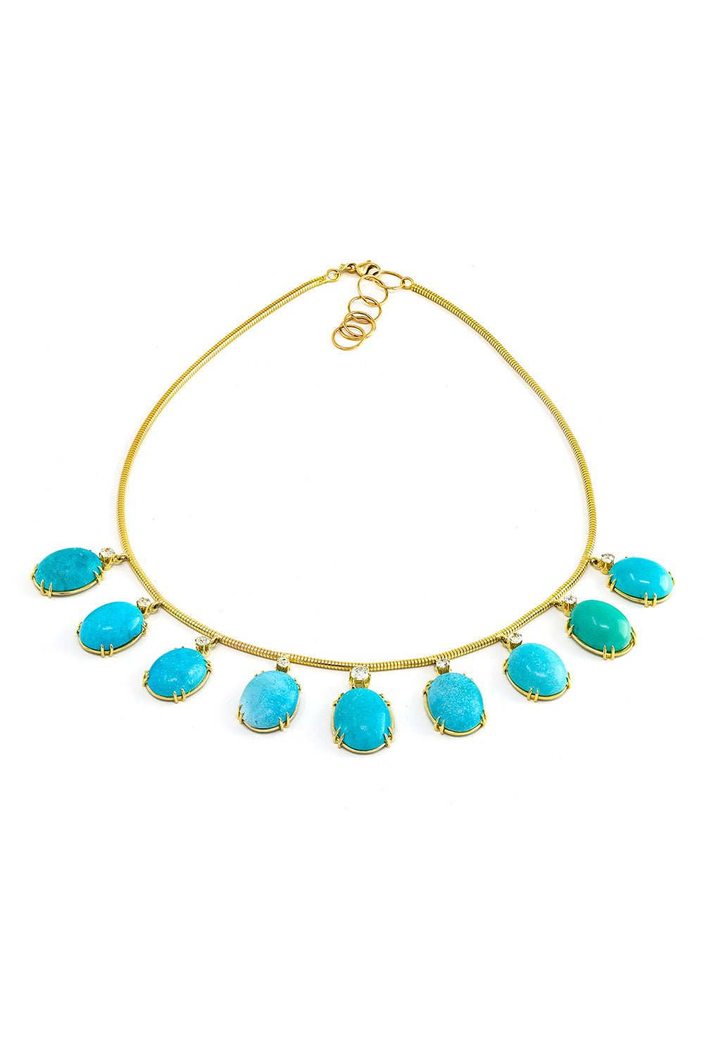 Natural Fringe Turquoise Necklace-YELLOW GOLD-15-JEWELRYFINE JEWELNECKLACE O-JENNA BLAKE