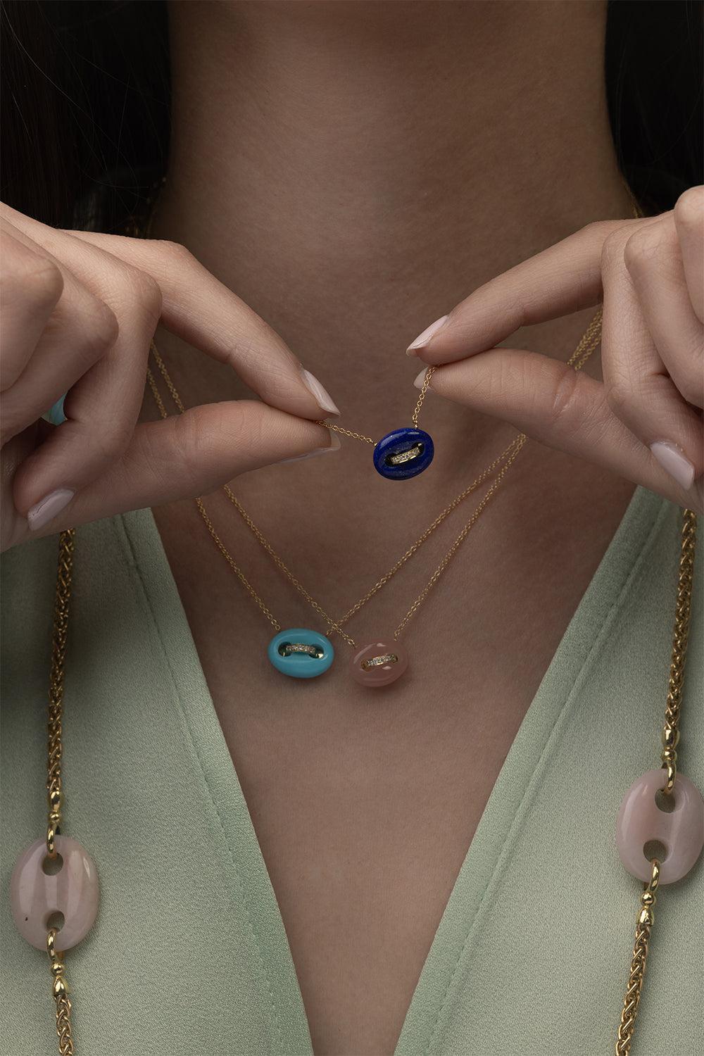 Lapis Diamond Mini Mariner Link Pendant Necklace-YELLOW GOLD-16-JEWELRYFINE JEWELNECKLACE O-JENNA BLAKE