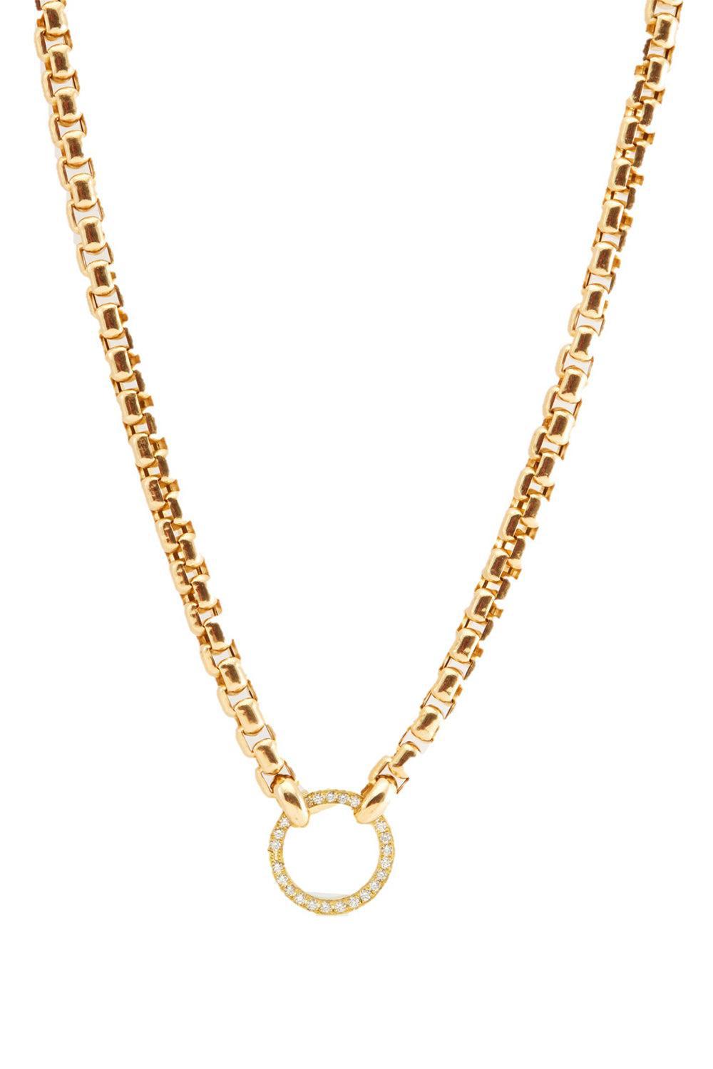 Diamond Clasp Box Chain Necklace-YELLOW GOLD-18-JEWELRYFINE JEWELNECKLACE O-JENNA BLAKE