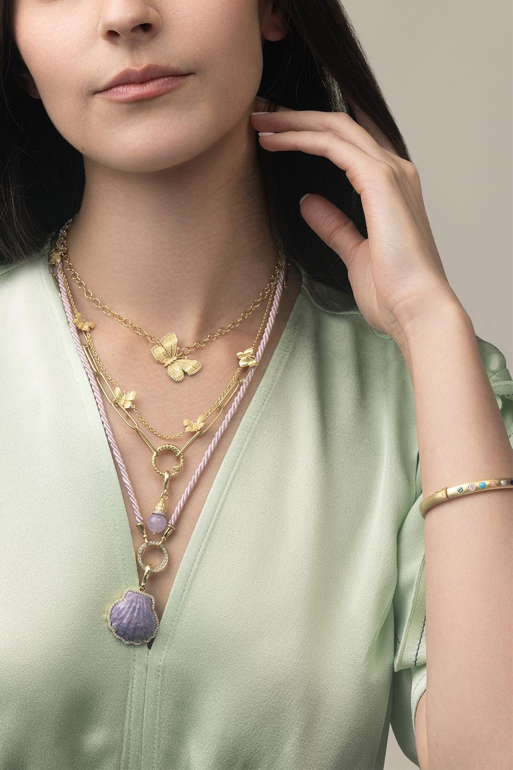 Diamond Clasp Cord Necklace-YELLOW GOLD-21-JEWELRYFINE JEWELNECKLACE O-JENNA BLAKE