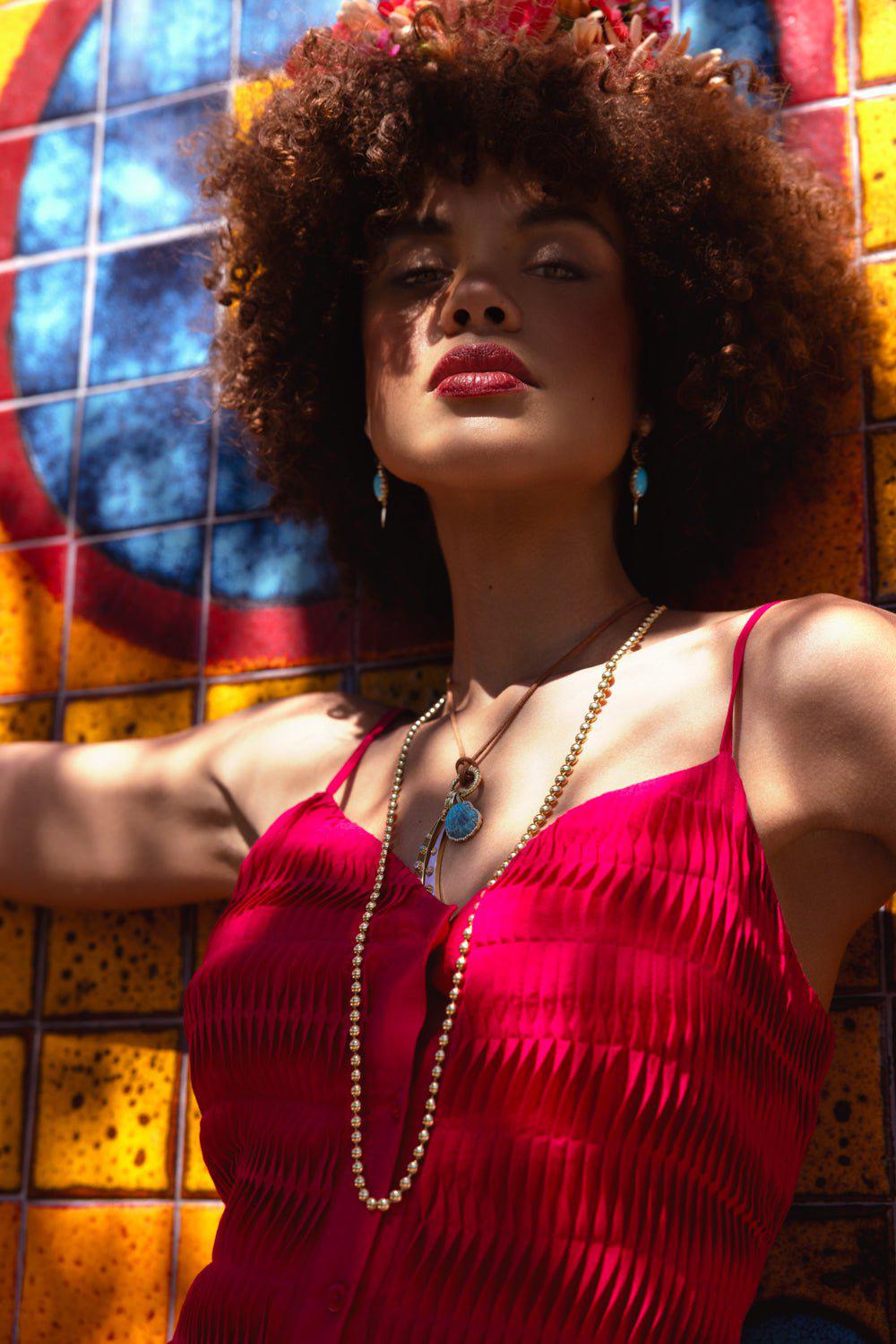 JENNA BLAKE-Adjustable Leather Snake Necklace-YELLOW GOLD