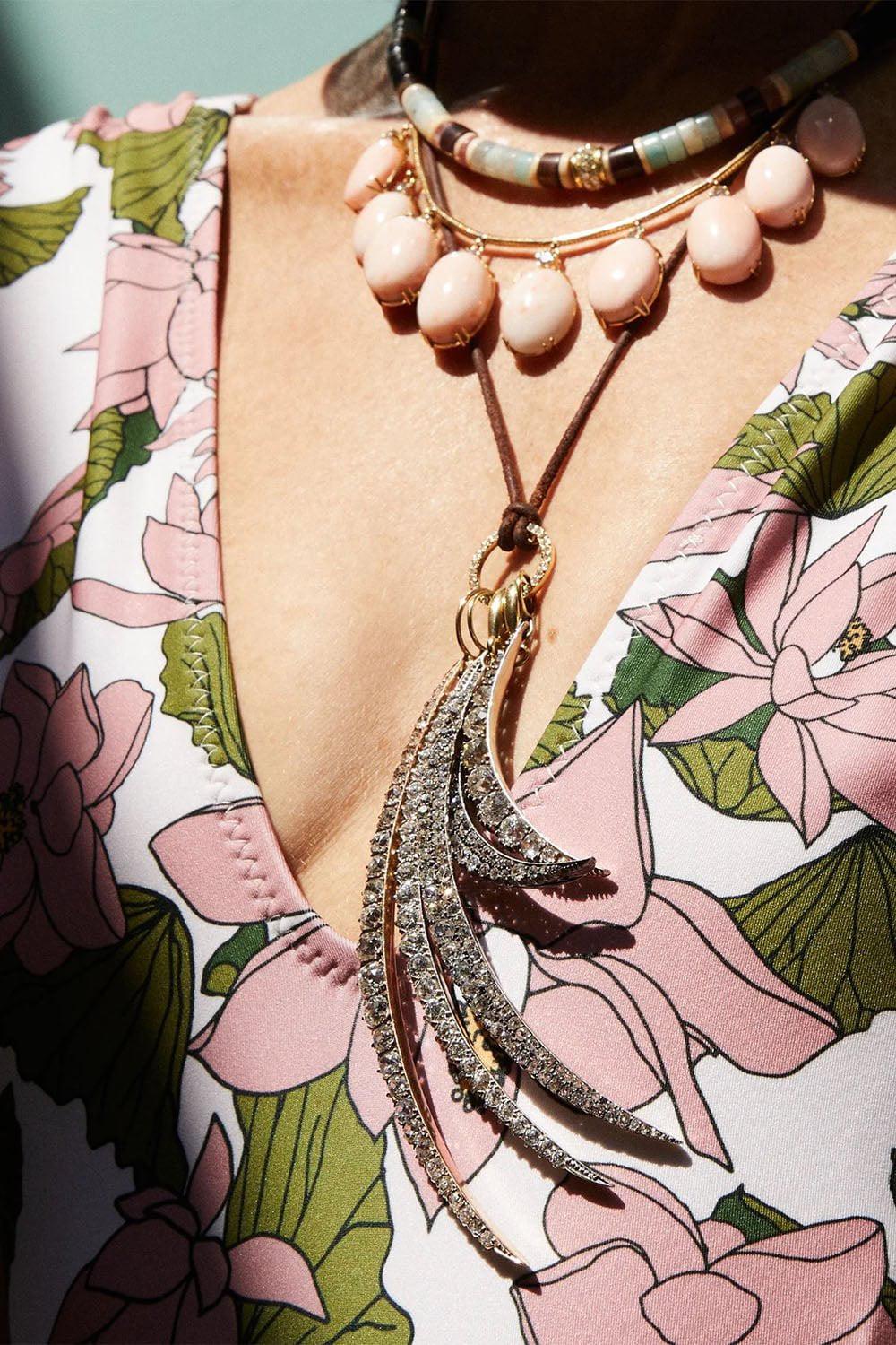 JENNA BLAKE-Natural Fringe Diamond Necklace-