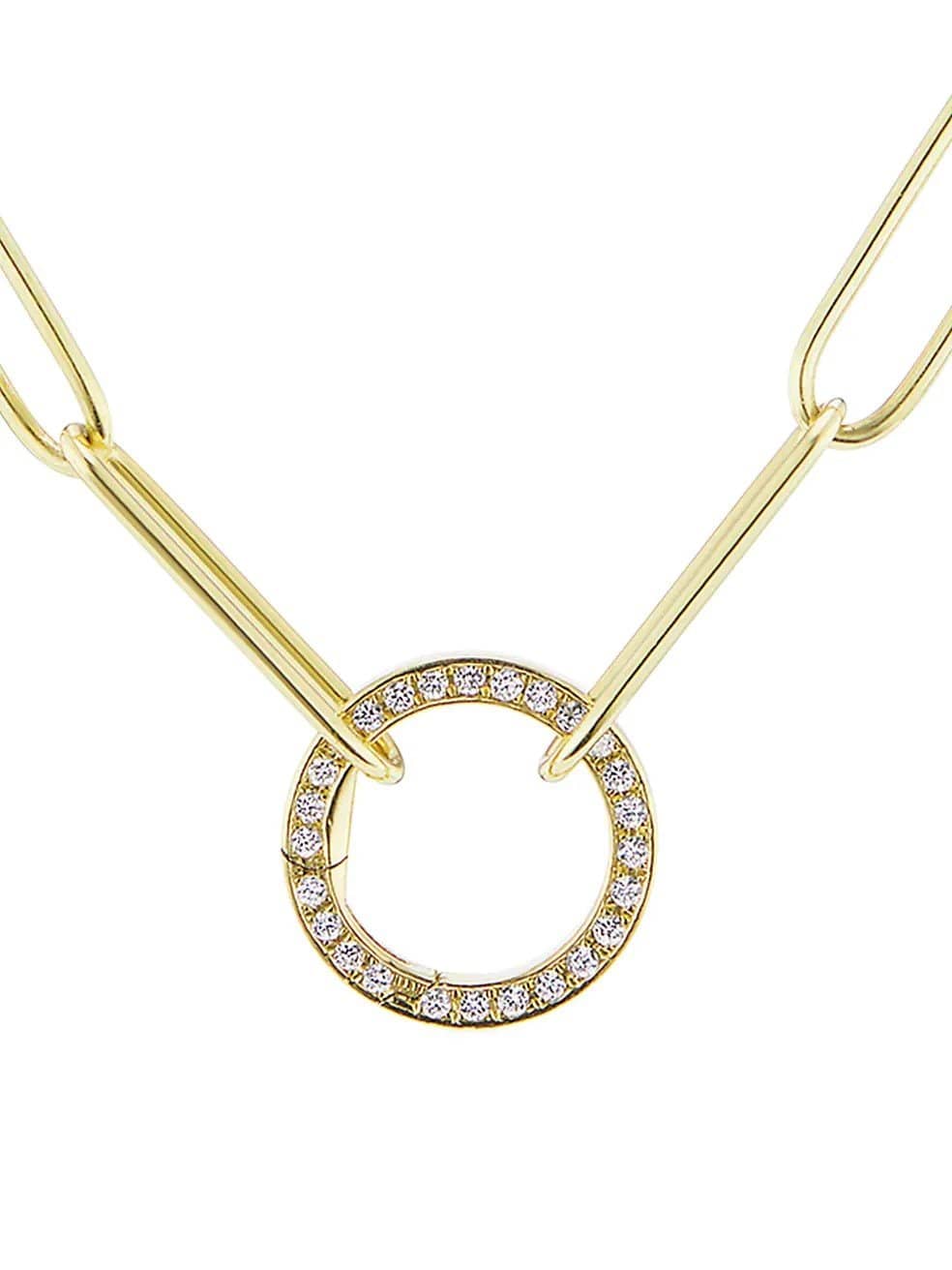 JENNA BLAKE-Diamond Clasp Necklace-YELLOW GOLD