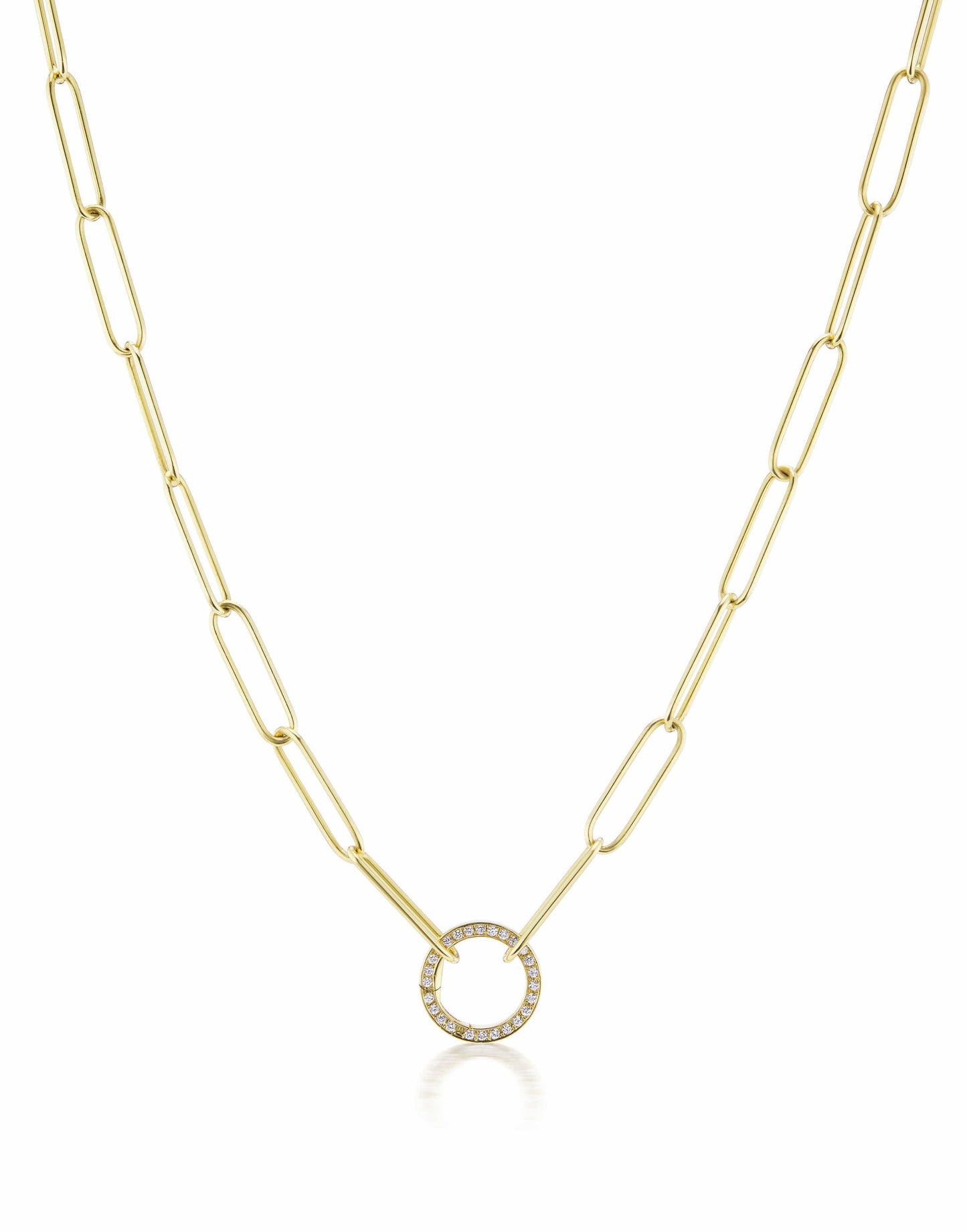 JENNA BLAKE-Diamond Clasp Necklace-YELLOW GOLD