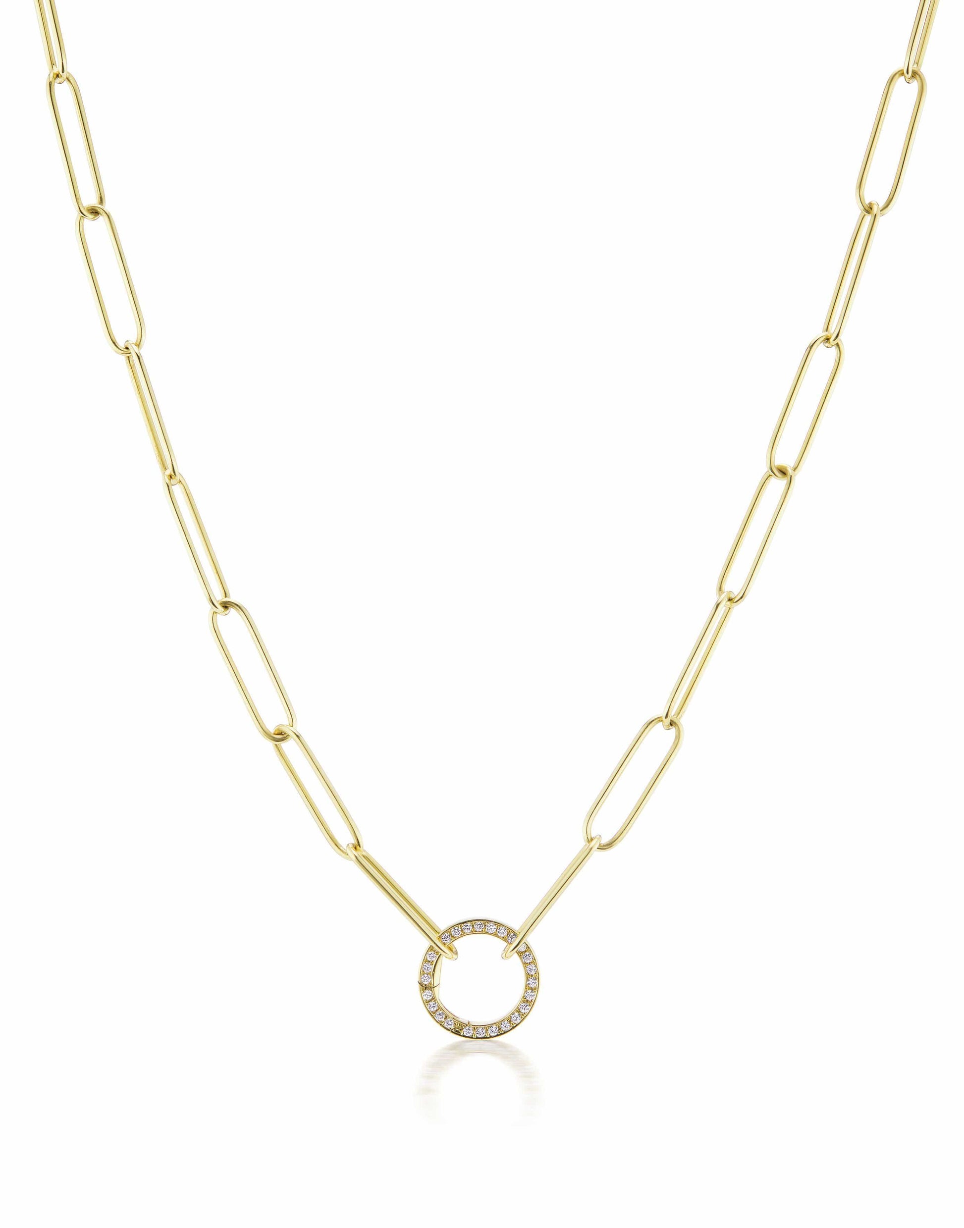 JENNA BLAKE-Diamond Clasp Necklace-YELLOW GOLD