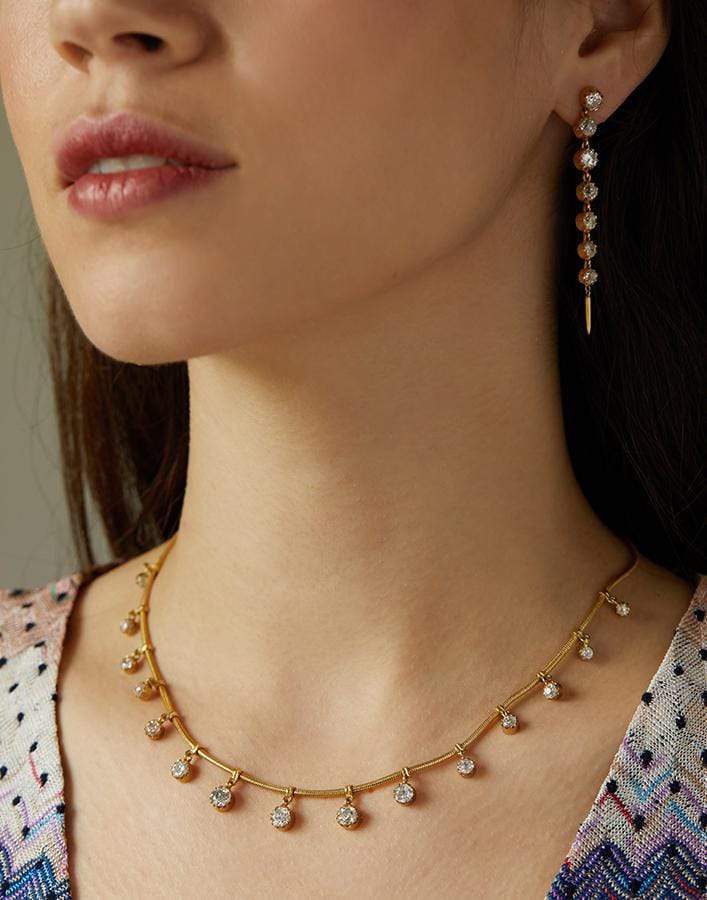 JENNA BLAKE-Diamond Fringe Necklace-YELLOW GOLD