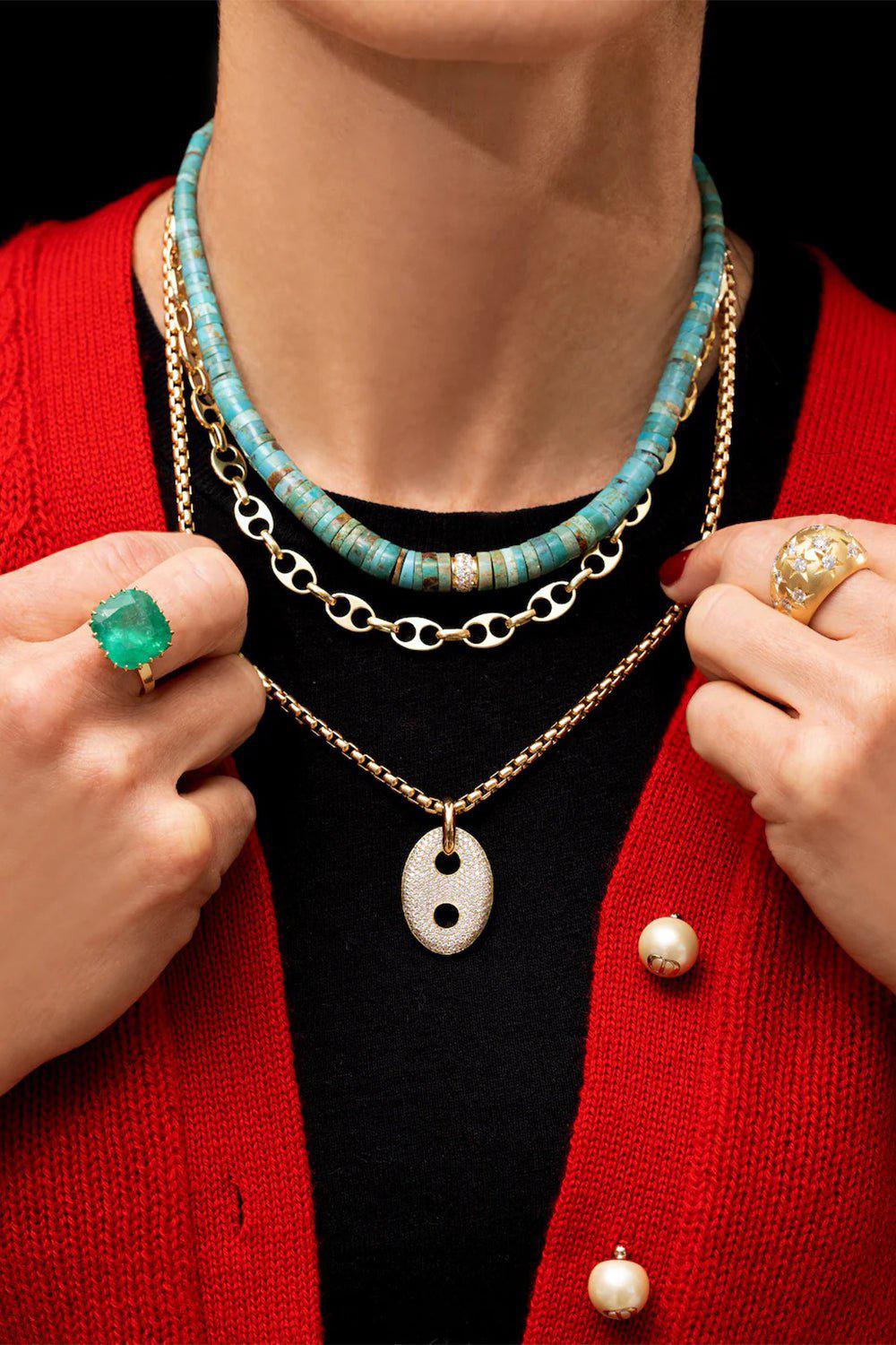 JENNA BLAKE-Single Stone Mariner Link Necklace-YELLOW GOLD