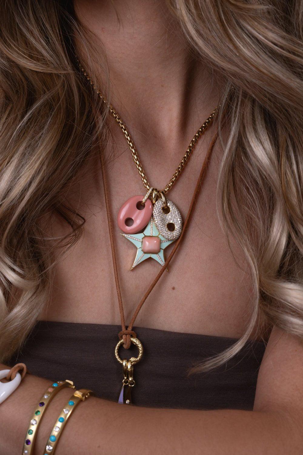 JENNA BLAKE-Single Stone Mariner Link Necklace-YELLOW GOLD