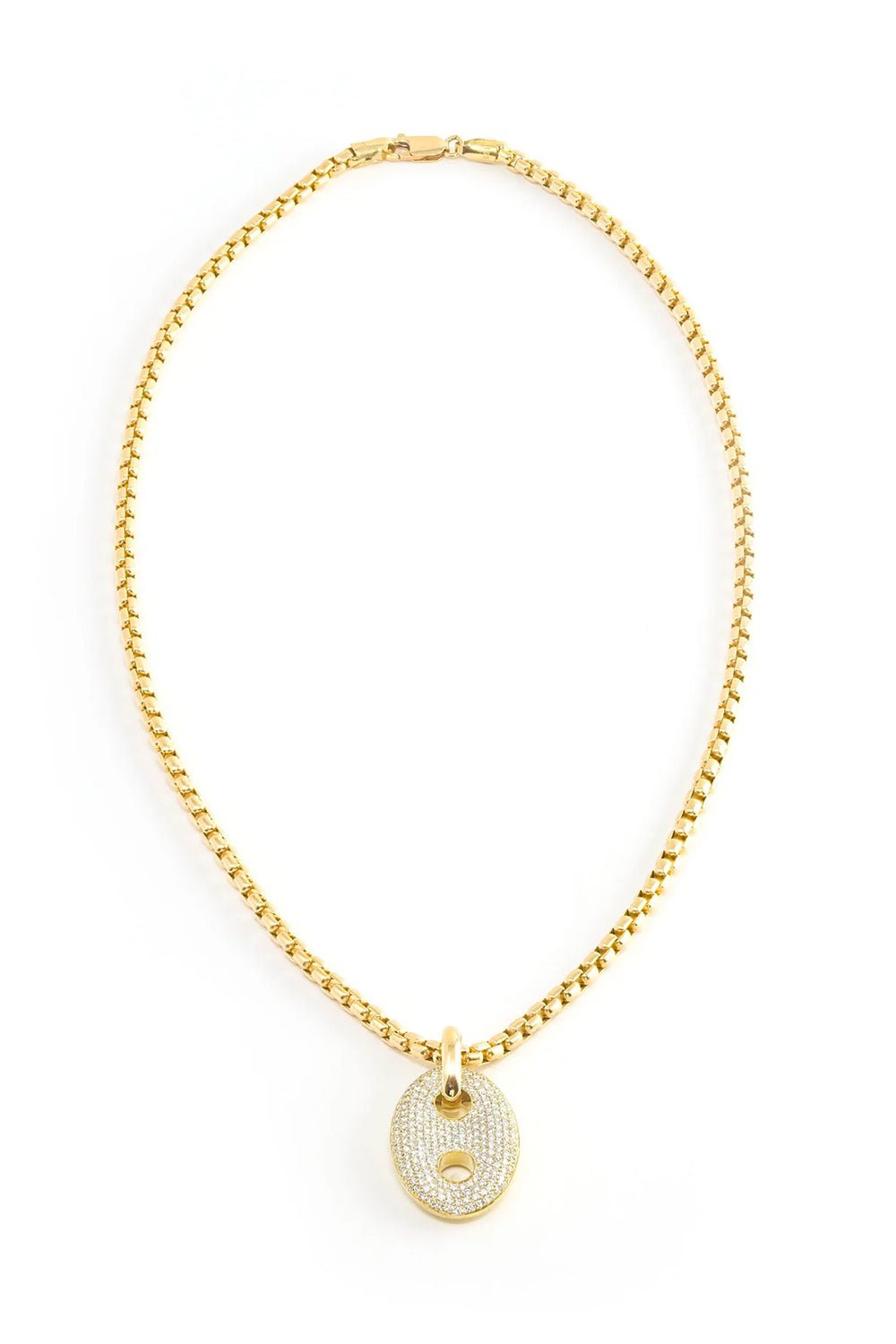 JENNA BLAKE-Single Stone Mariner Link Necklace-YELLOW GOLD