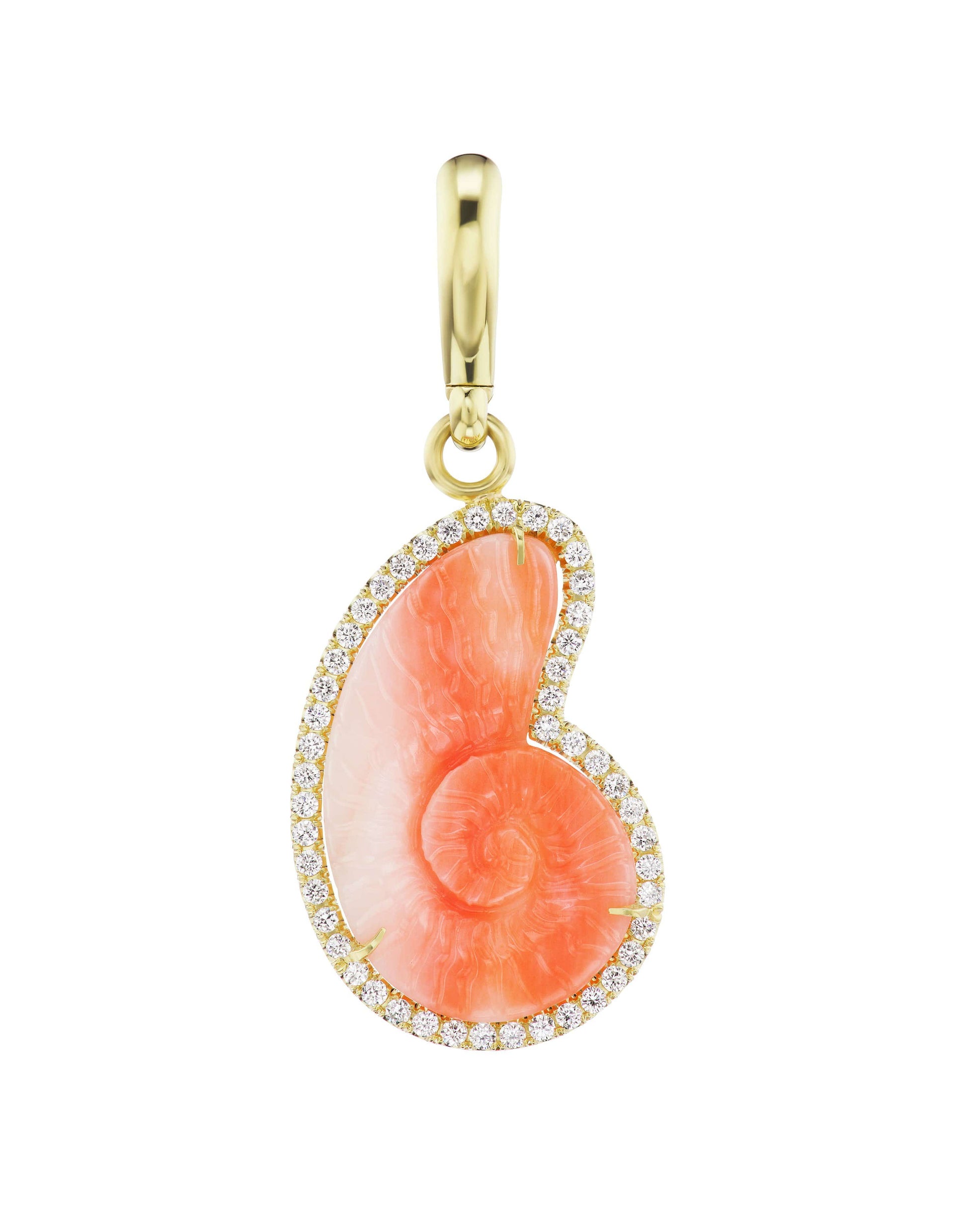 JENNA BLAKE-Coral Shell and Diamond Charm-YELLOW GOLD